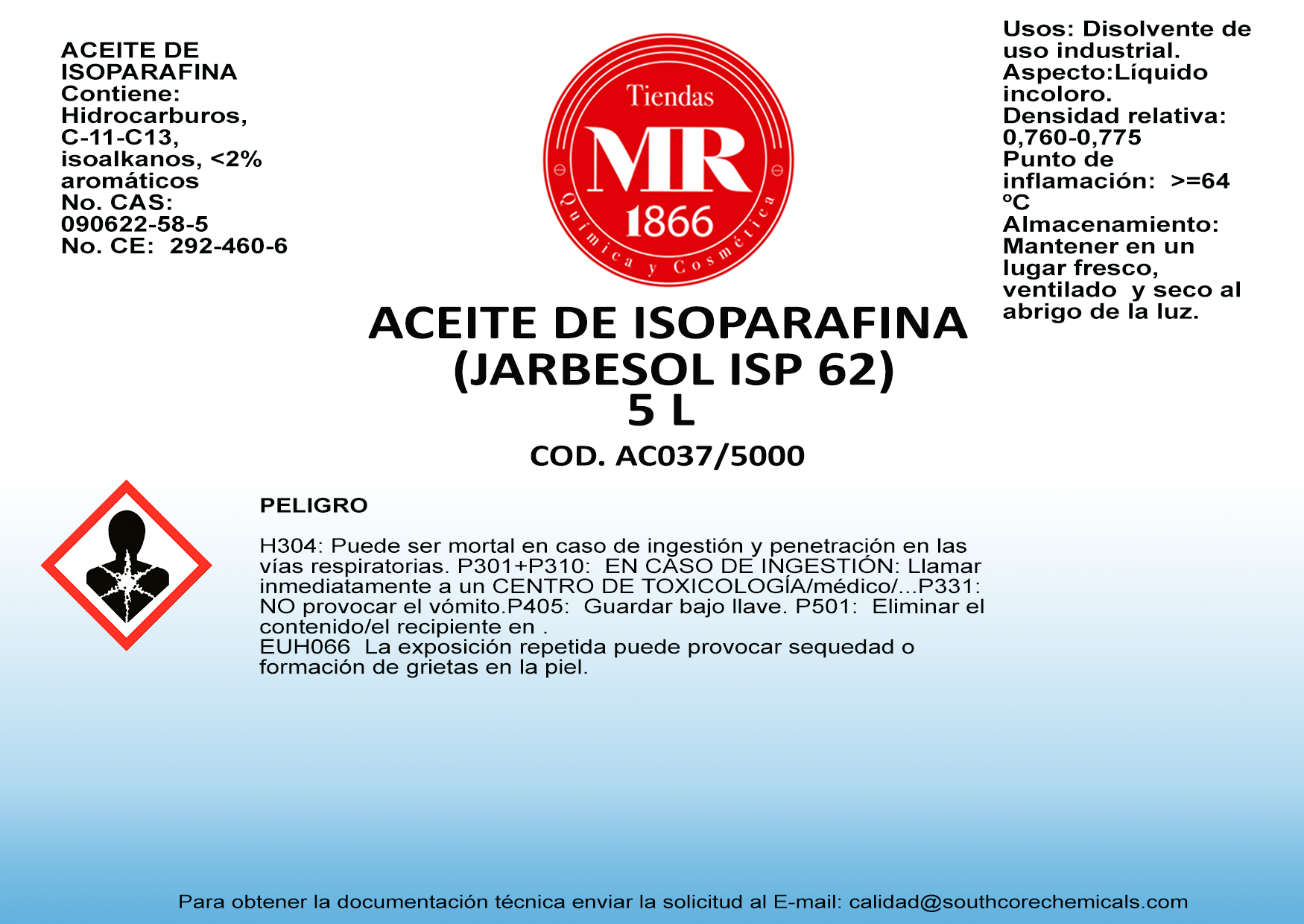 ACEITE DE ISOPARAFINA JARBESOL 5 L