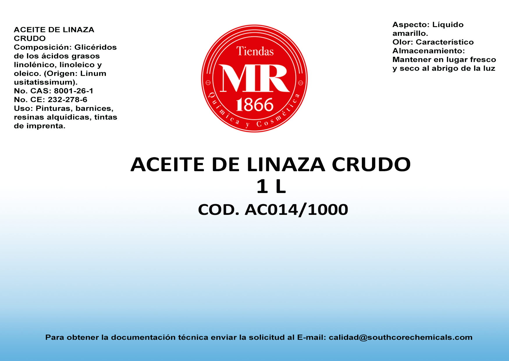 ACEITE DE LINZA CRUDO 1 L