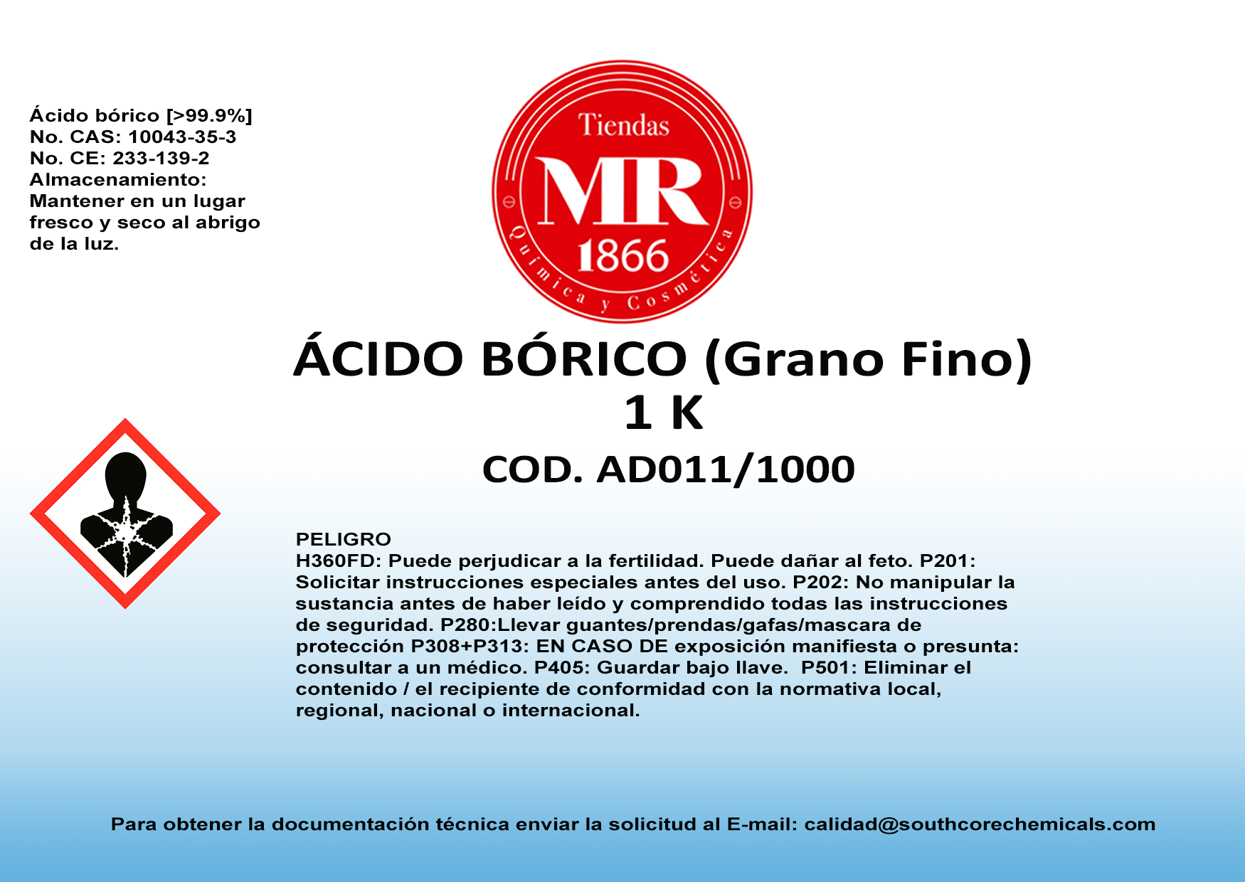 ACIDO BORICO GRANO FINO 1 K
