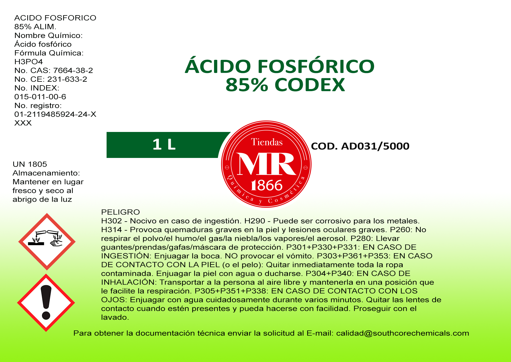 ACIDO FOSFORICO 1 L