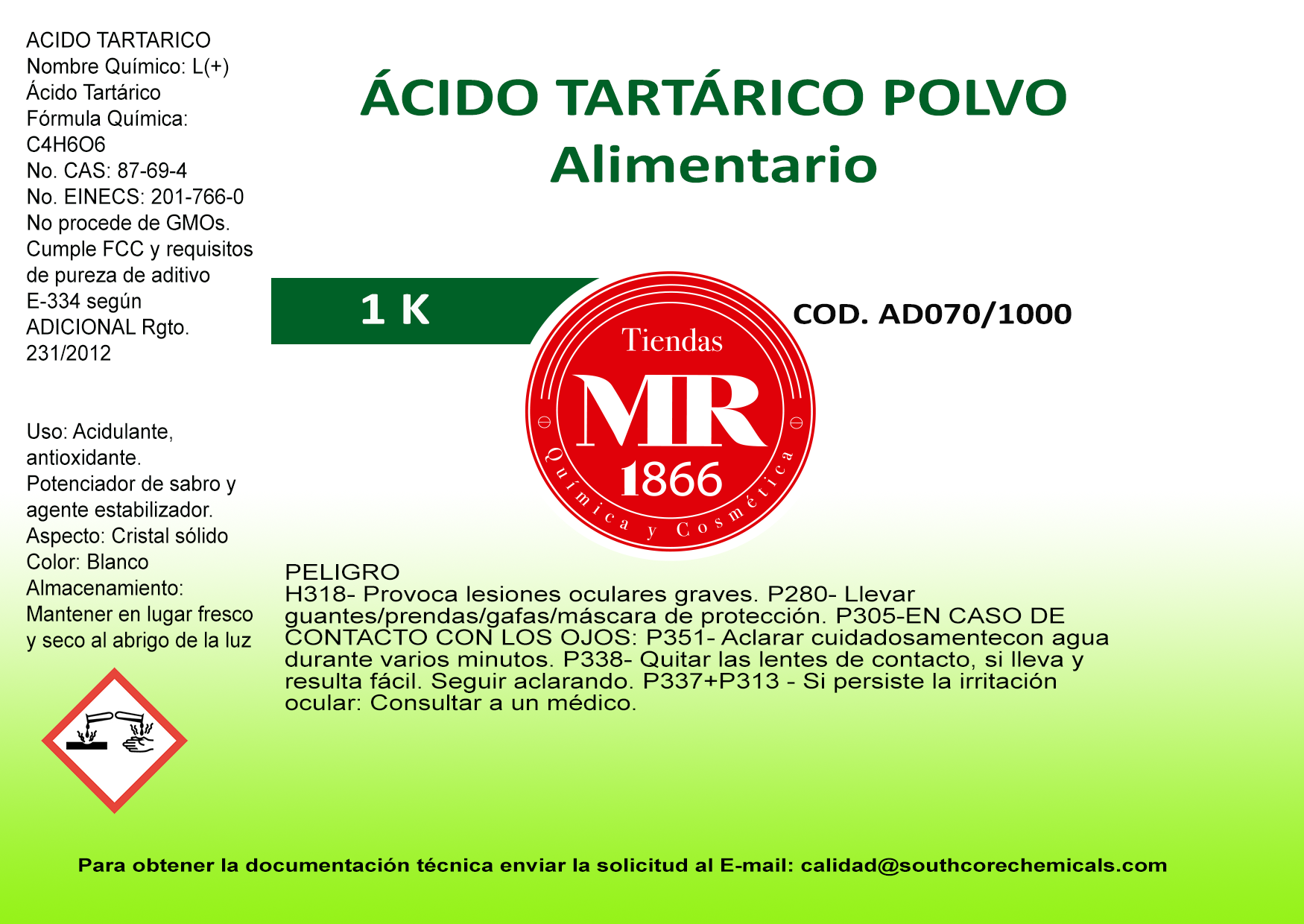 ACIDO TARTARICO POLVO 1 K