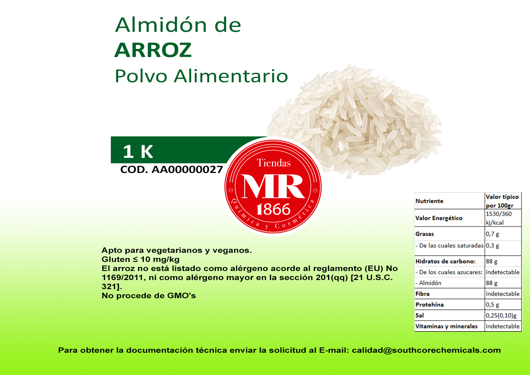 ALMIDON DE ARROZ 1 K