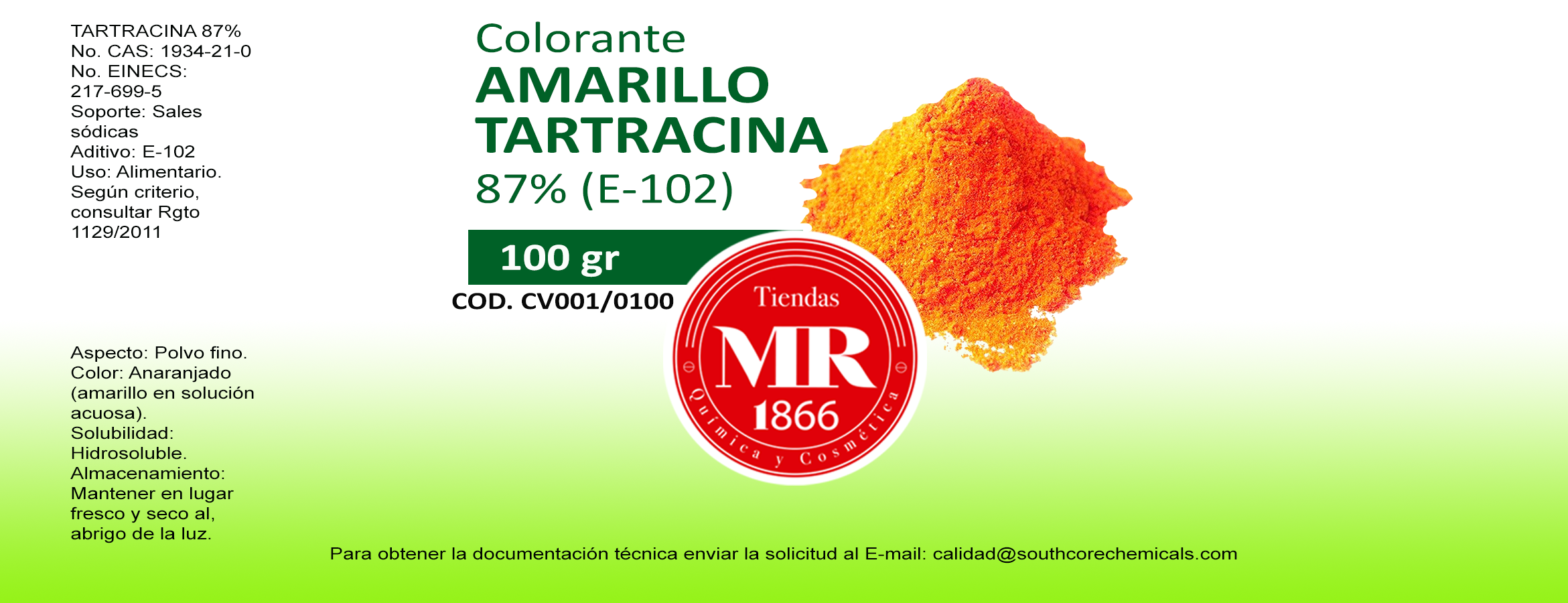 AMARILLO TARTRACINA 100 gr