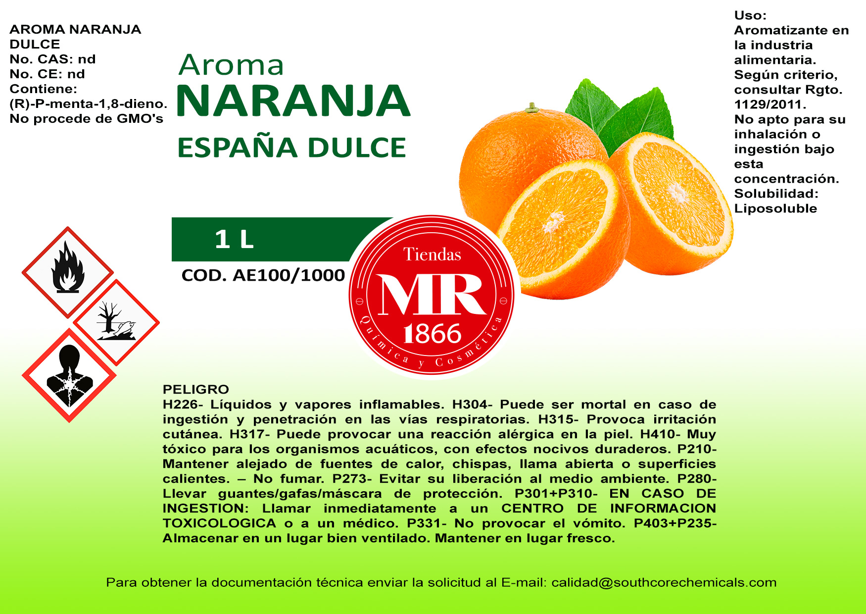 AROMA NARANJA ESPAÑA DULCE 1 L