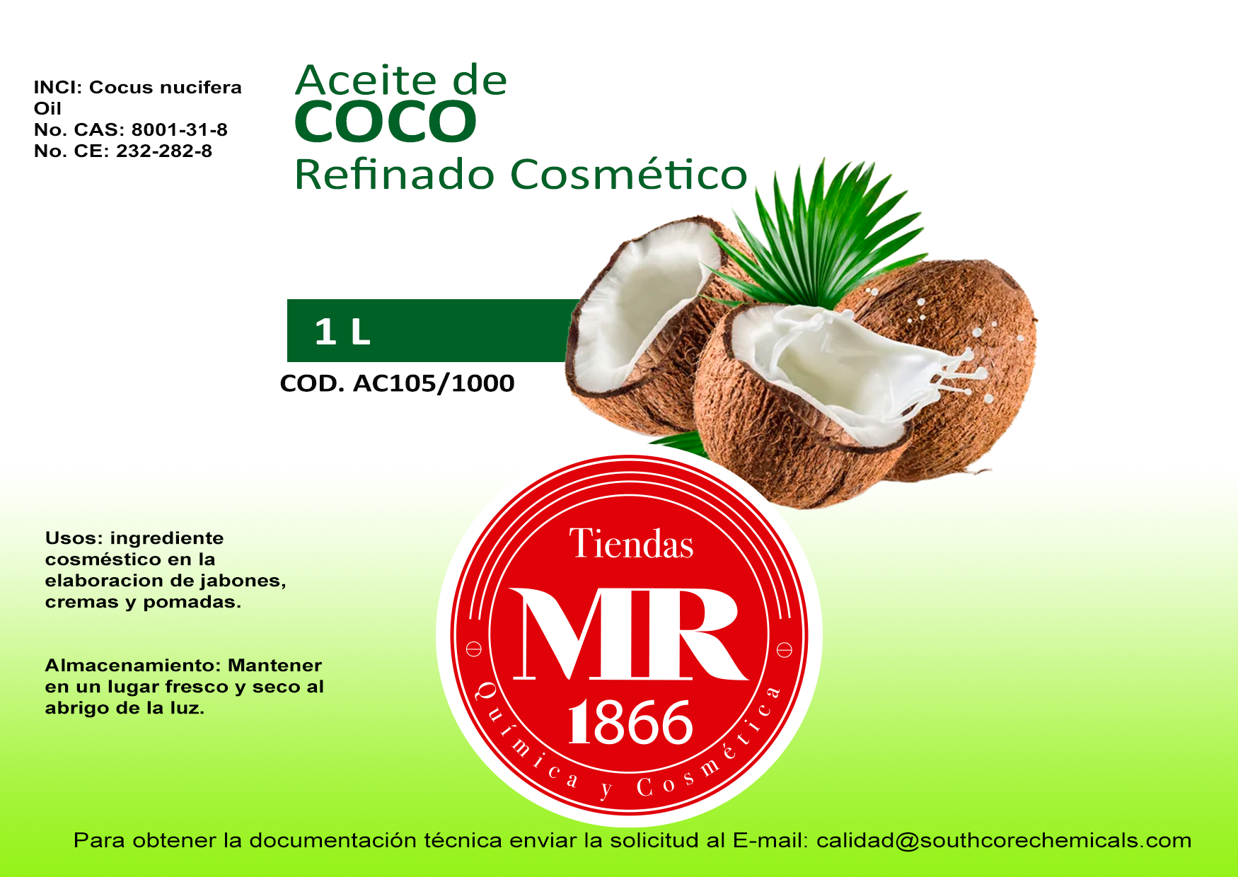 Aceite de coco 1 L
