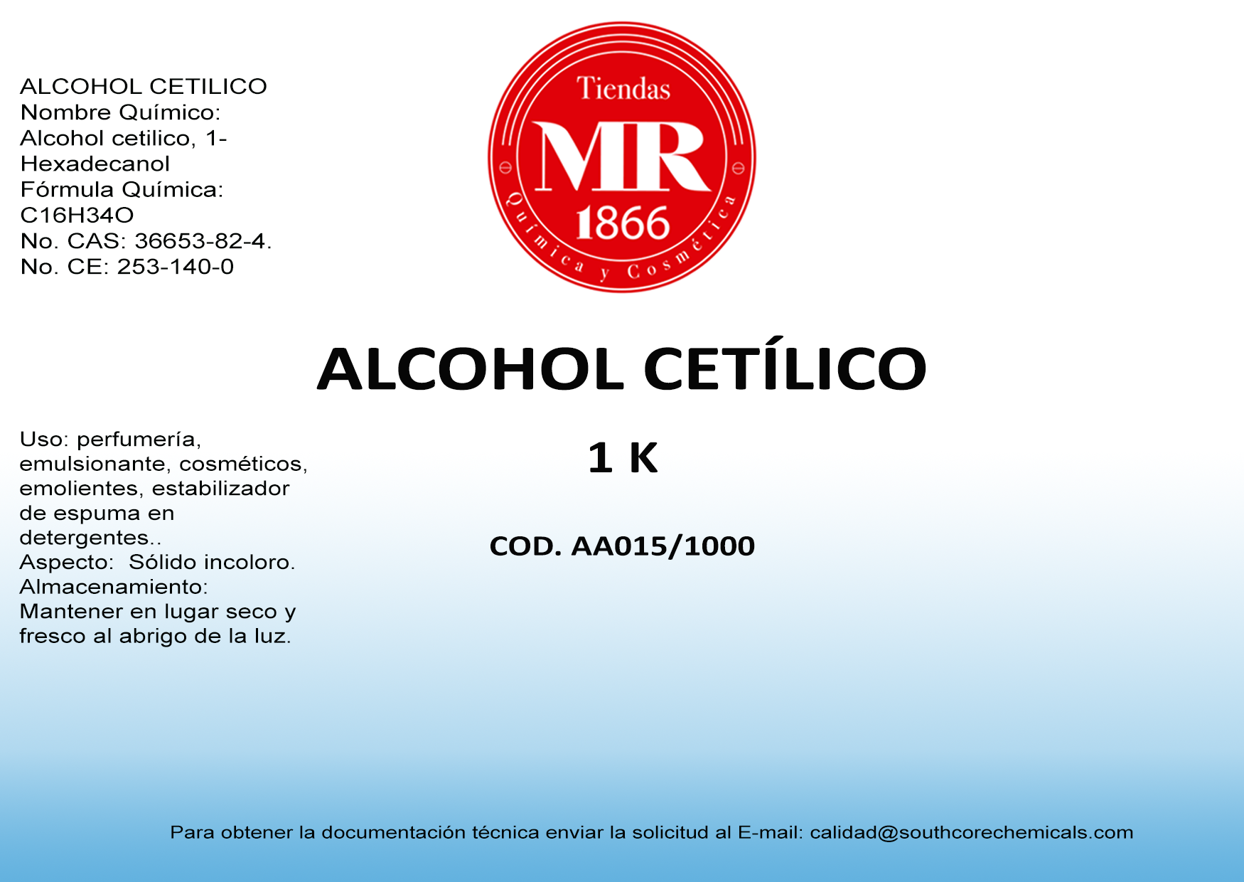 Alcohol cetilico 1 K