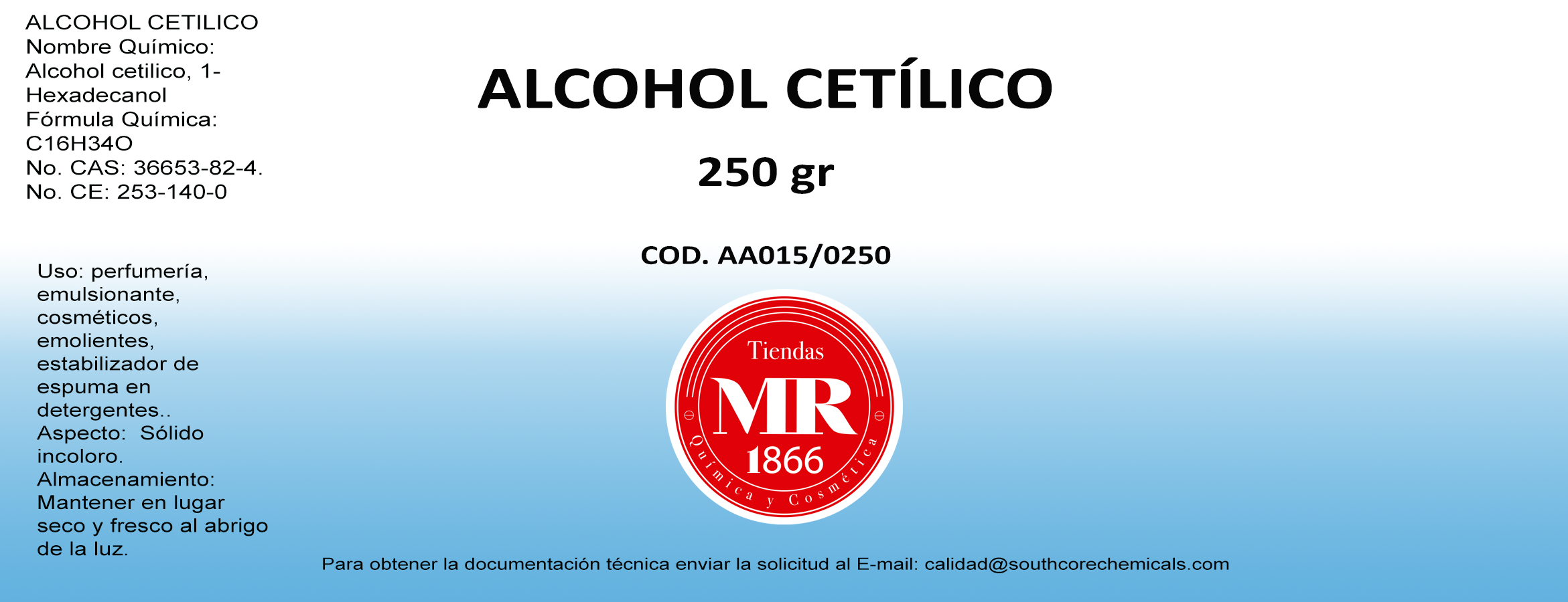 Alcohol cetilico 250 gr