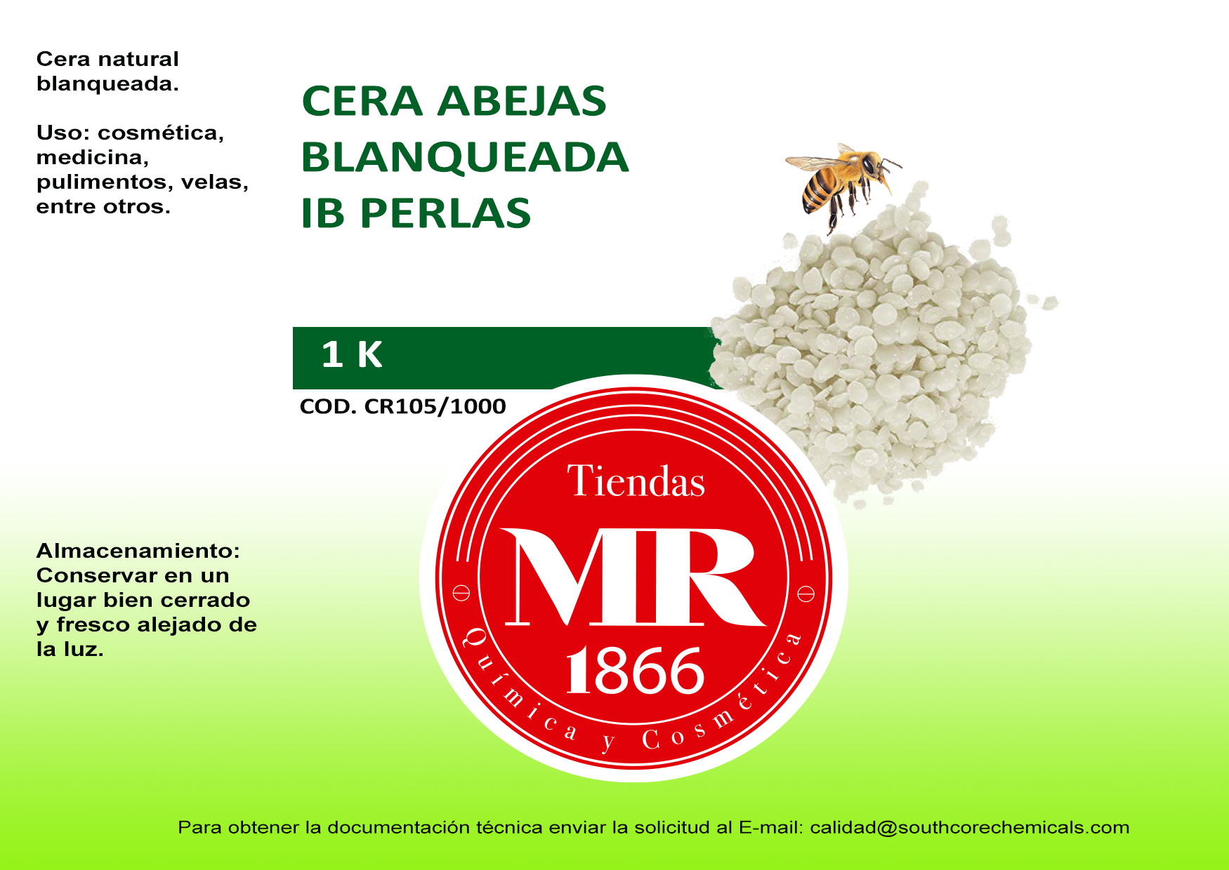 CERA ABEJAS BLANQUEADA IB PERLAS ALIM 1 K