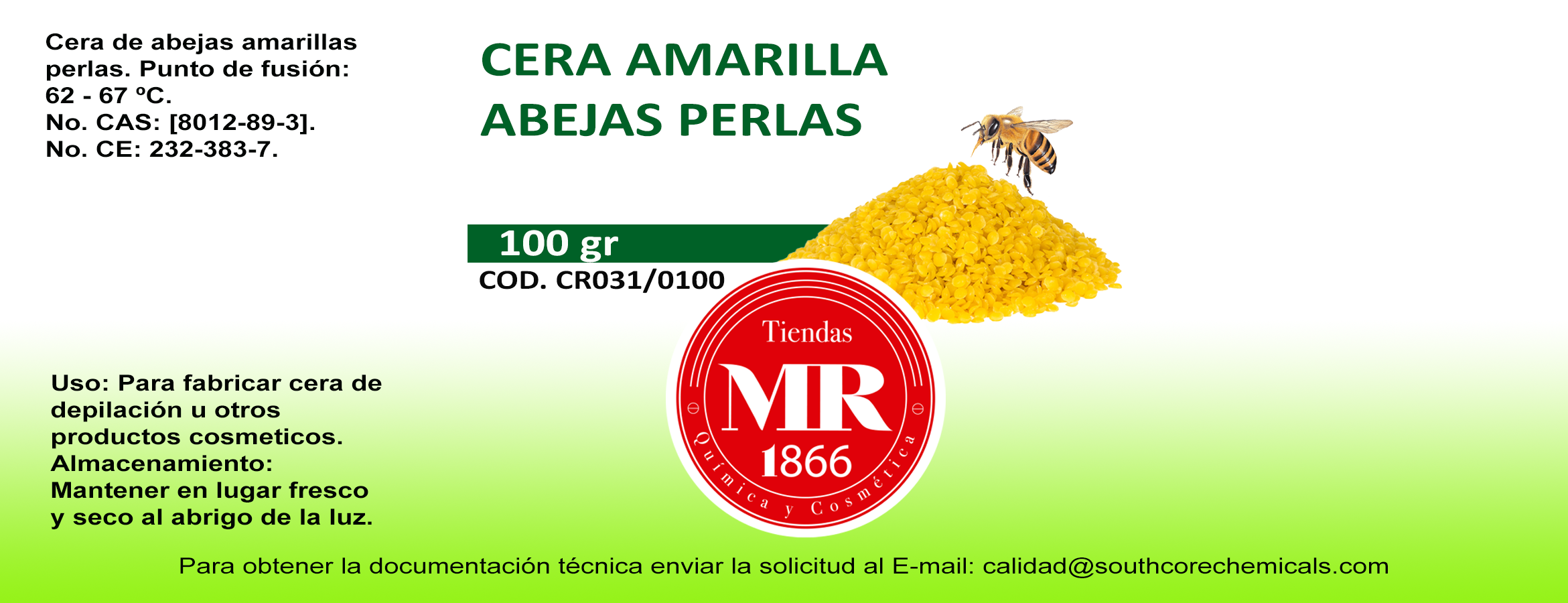 CERA AMARILLA ABEJAS PERLAS 100ml