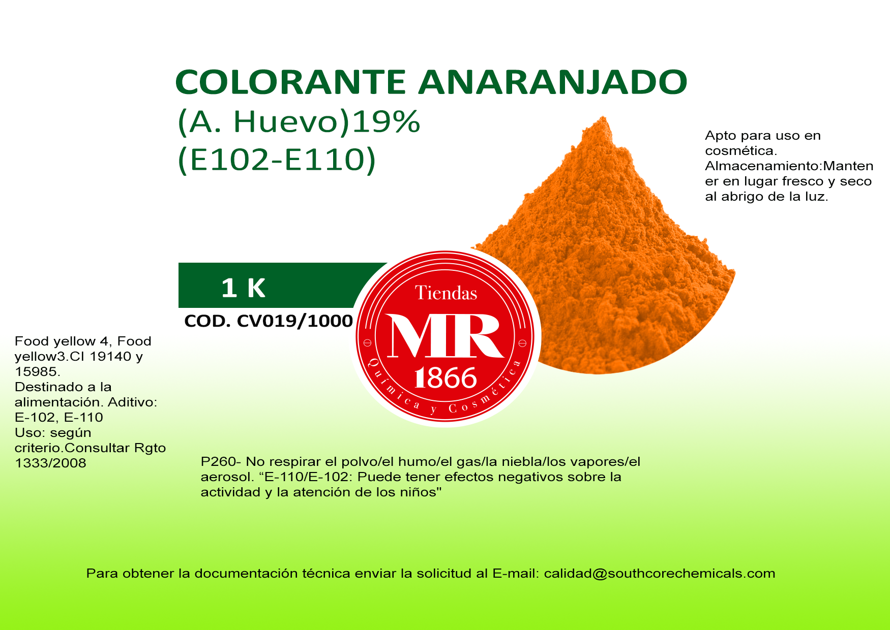 COLORANTE ANARANJADO 1 K
