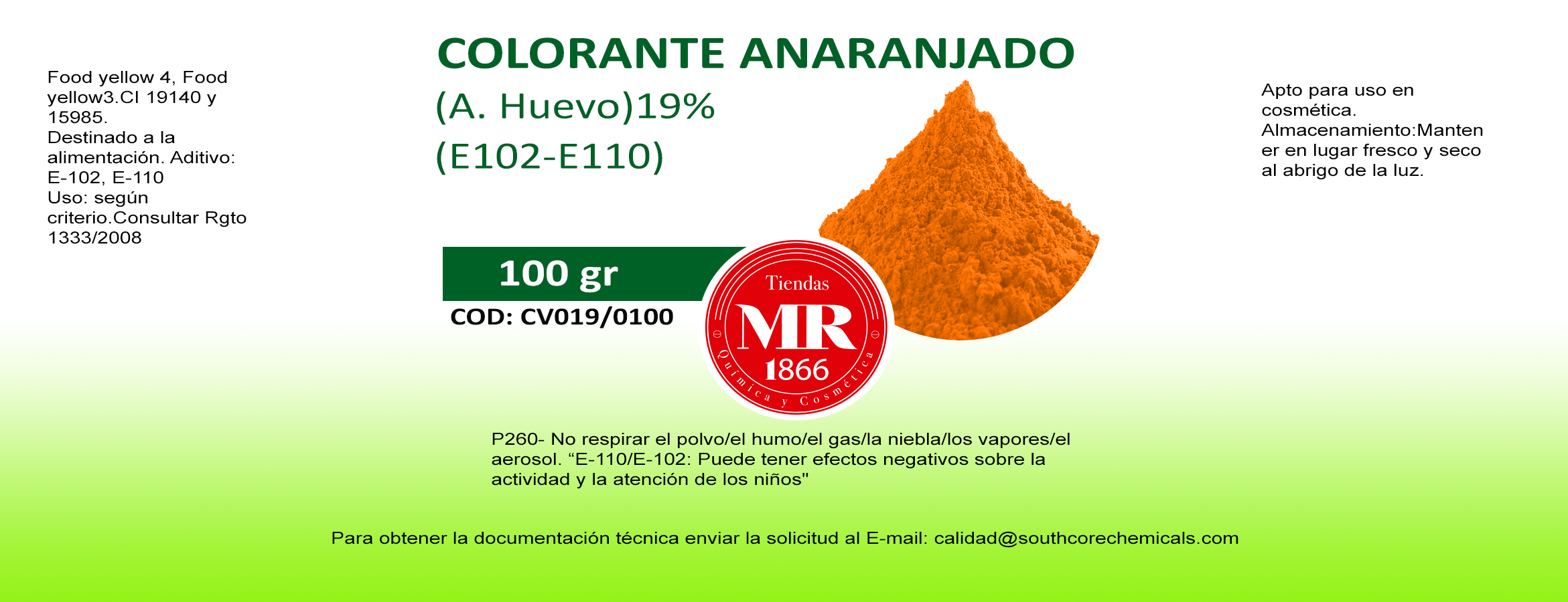 COLORANTE ANARANJADO 100 gr