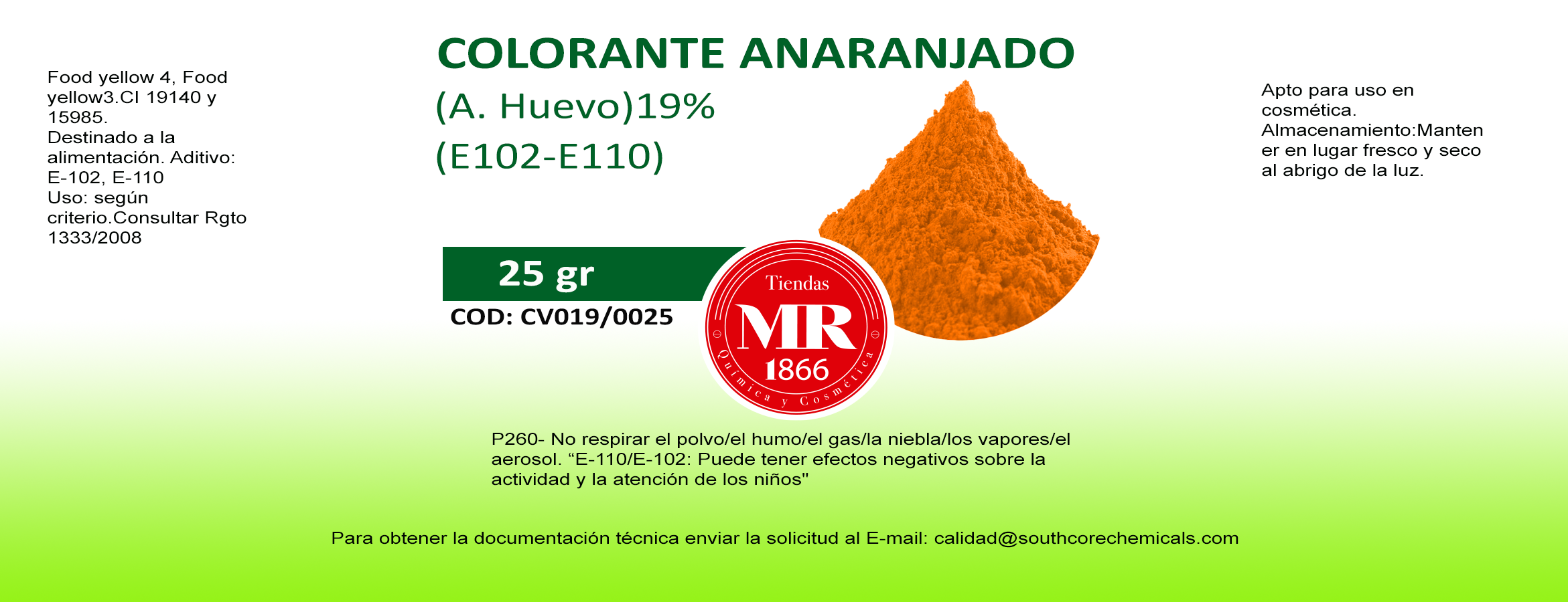 COLORANTE ANARANJADO 25 gr