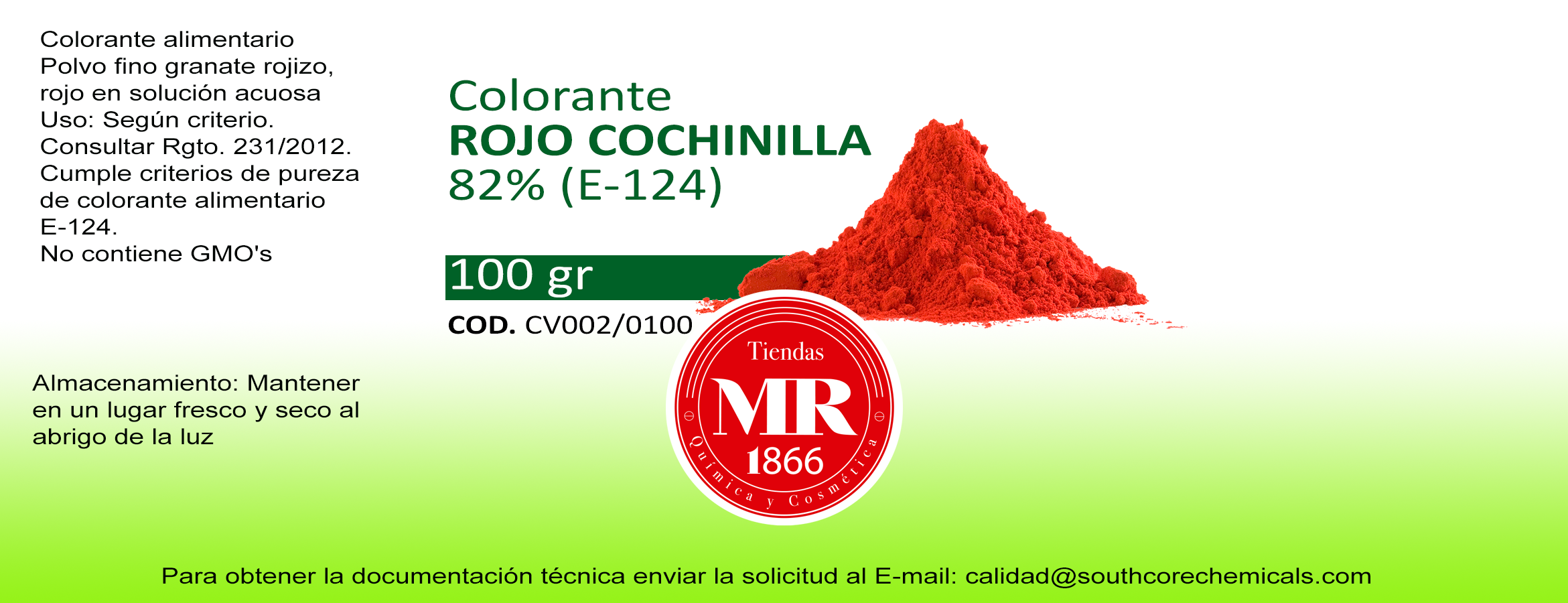 COLORANTE ROJO COCHINILLA 100 gr 1