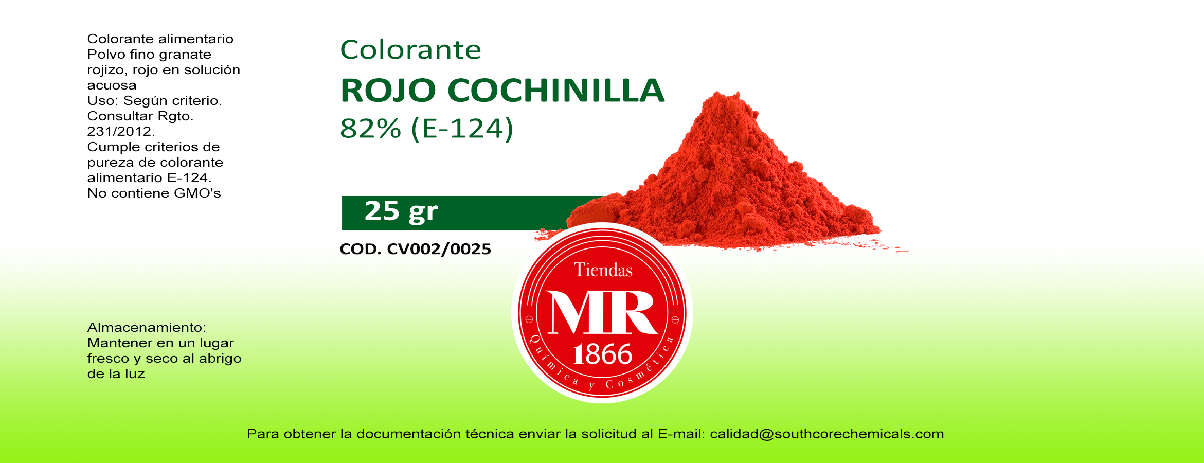 COLORANTE ROJO COCHINILLA 100 gr