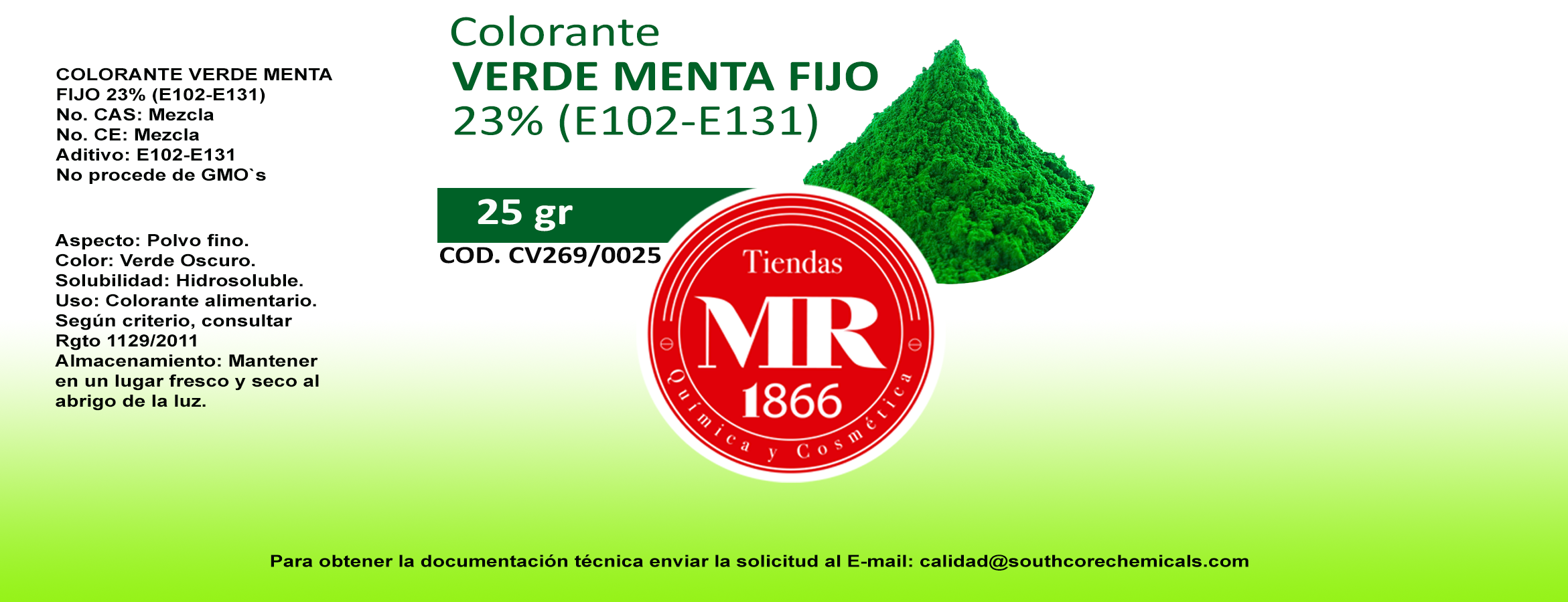COLORANTE VERDE MENTA 25 gr