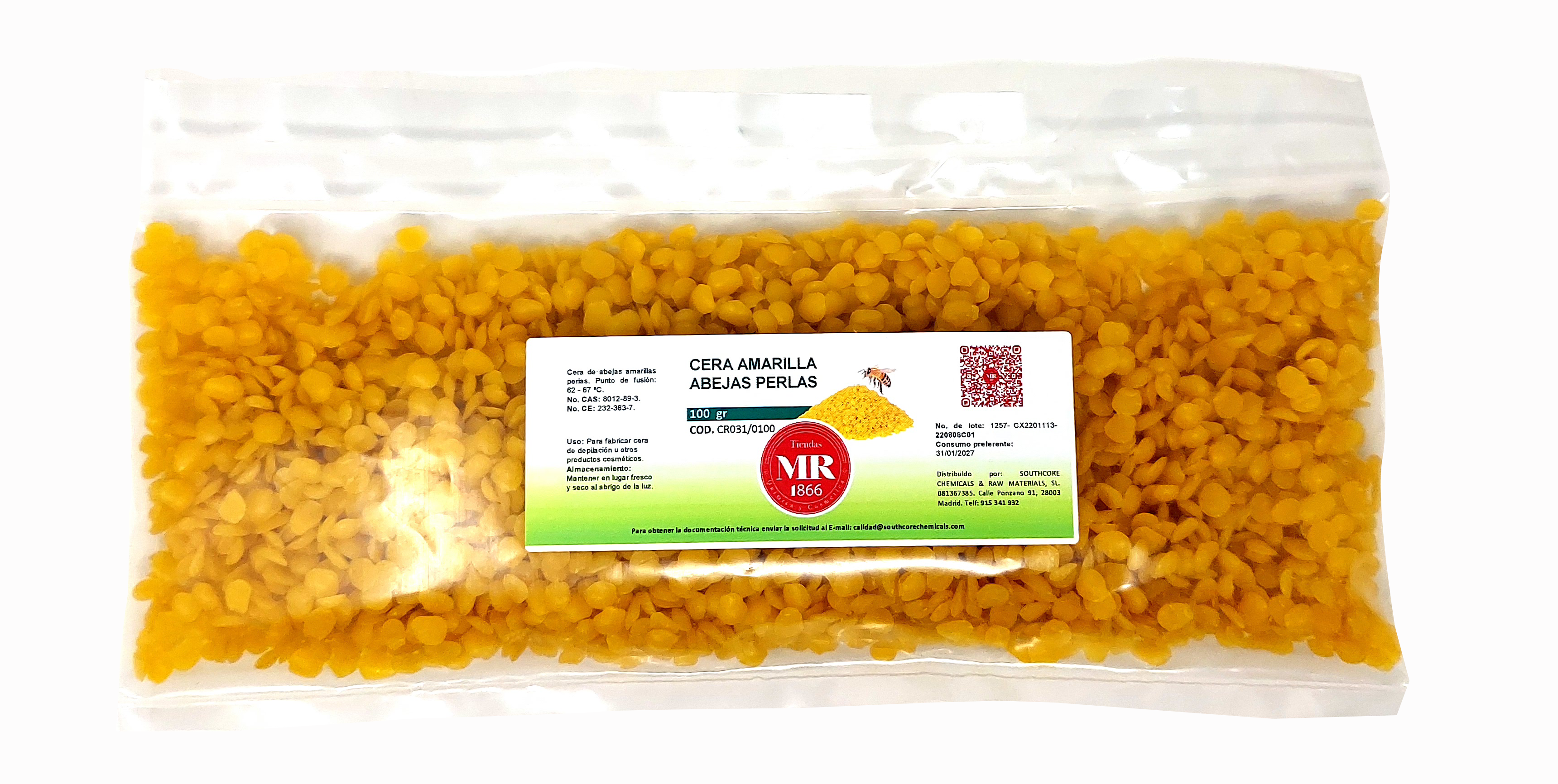 Cera amarilla abejas perlas 100 gr