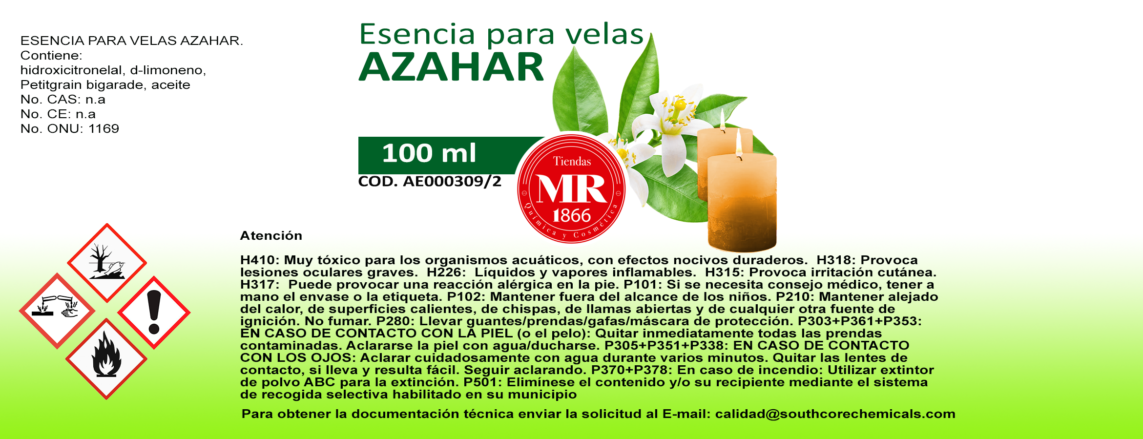 ESENCIA PARA VELAS AZAHAR 100 ml