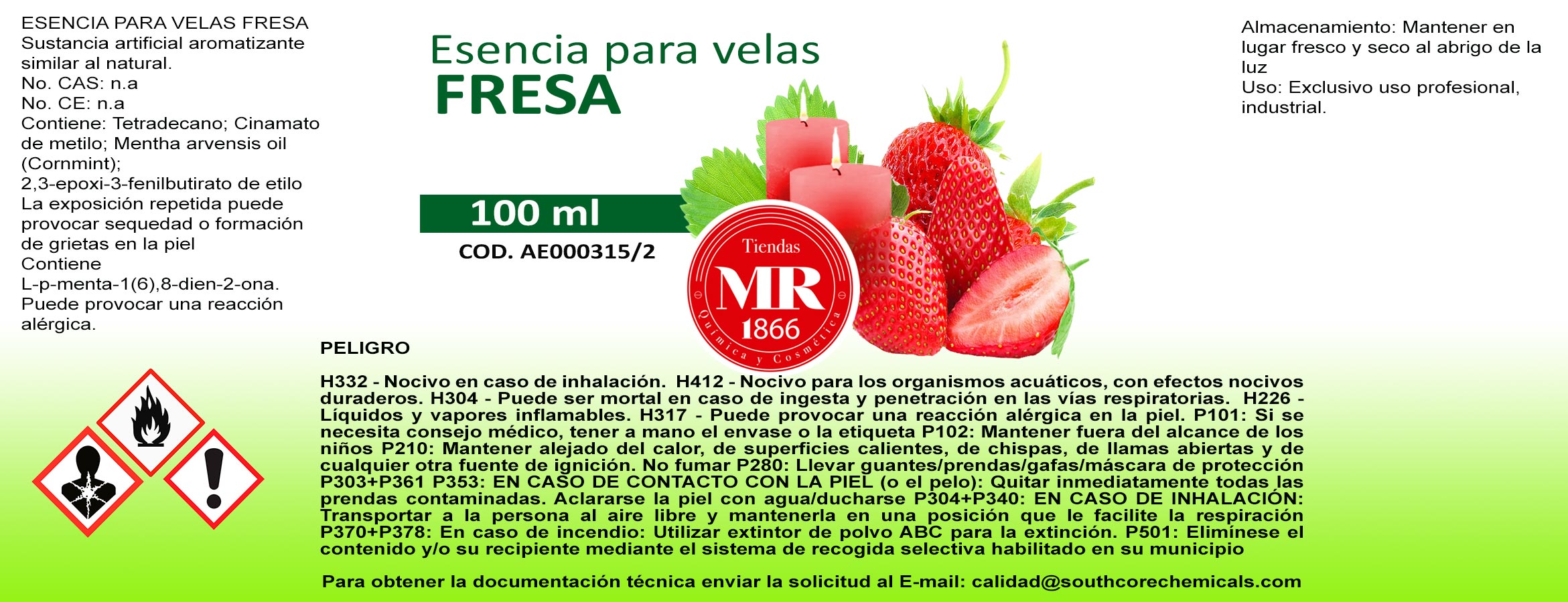 ESENCIA PARA VELAS FRESA 100 ml