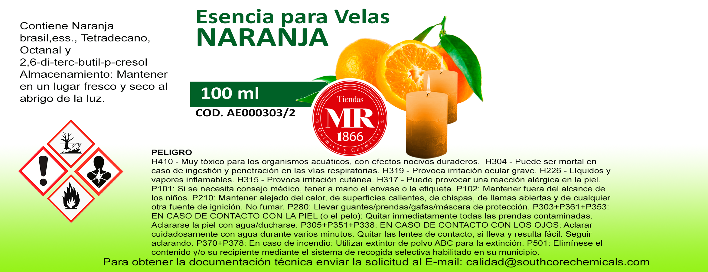 ESENCIA PARA VELAS NARANJA 100 ml