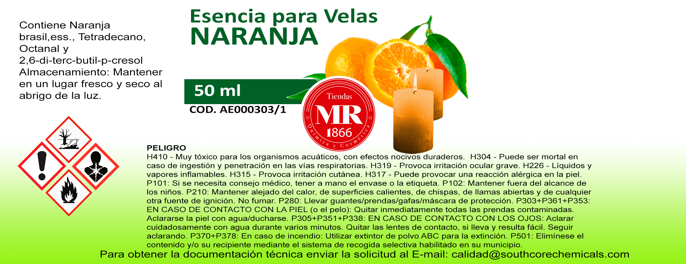ESENCIA PARA VELAS NARANJA 50 ml