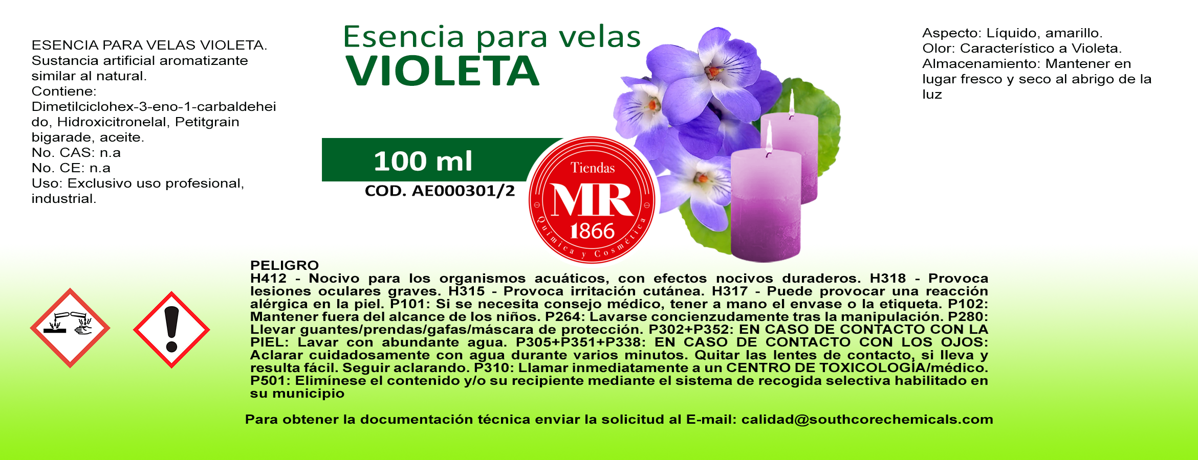 ESENCIA PARA VELAS VIOLETA 100 ml