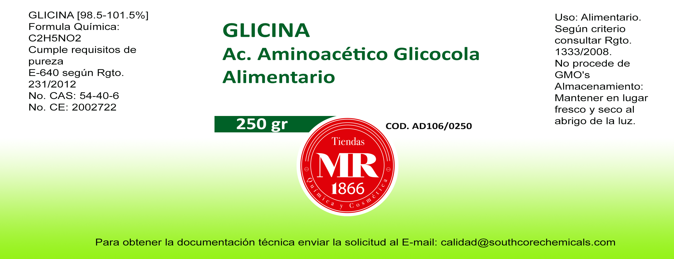 GLLICINA ACAMINOACETICO 250 gr