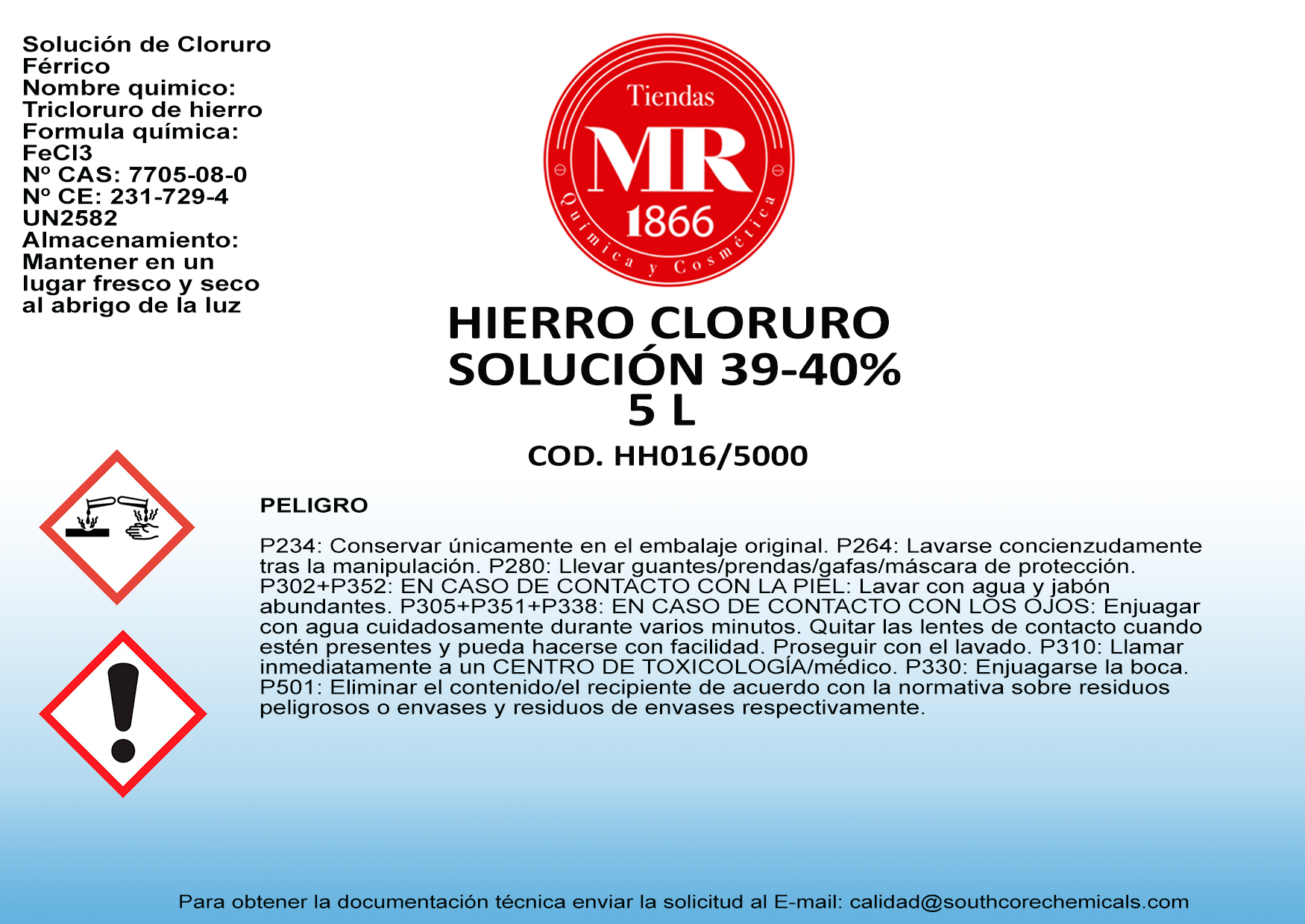 HIERRO CLORURO SOLUCION 5 L