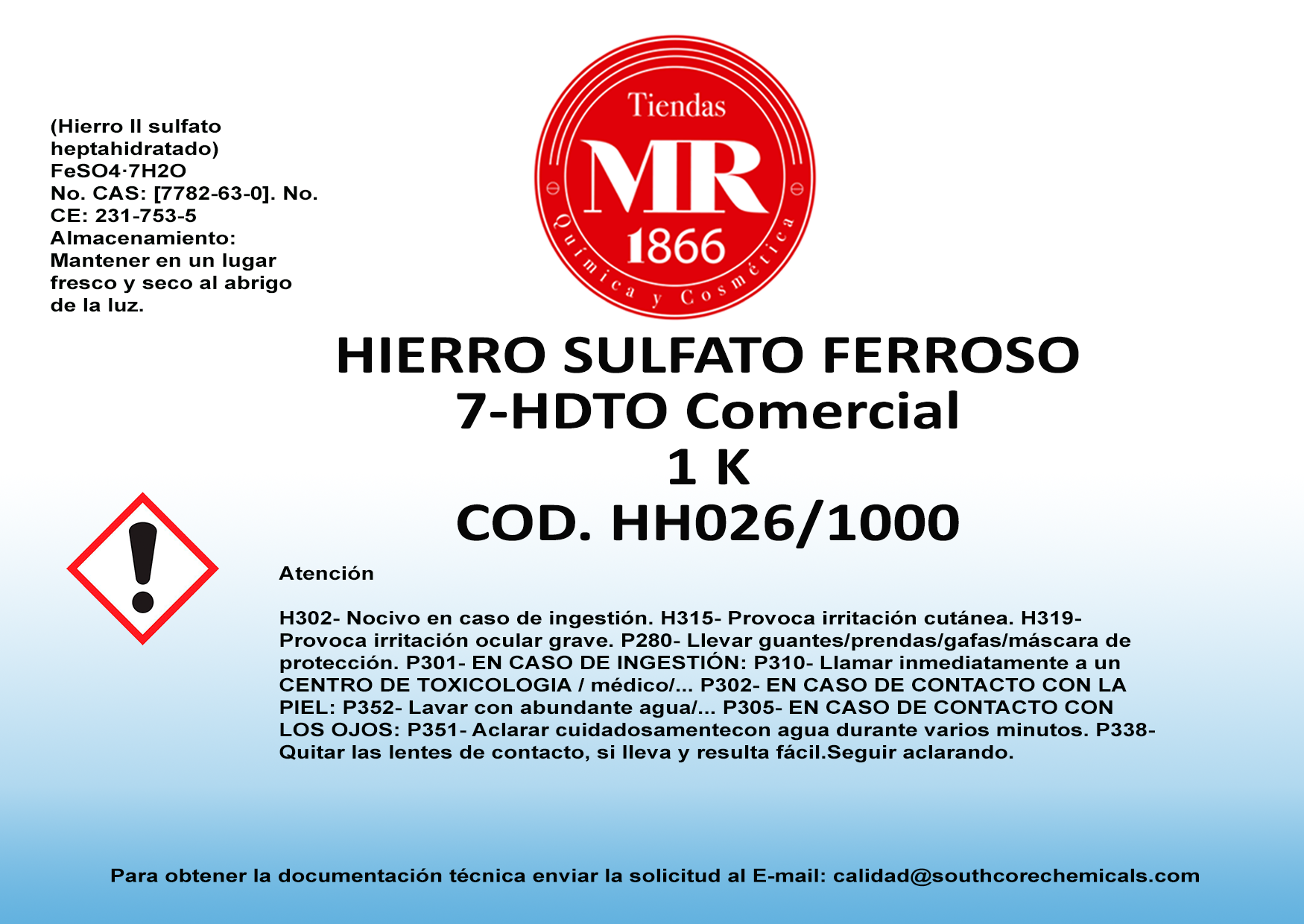 HIERRO SULFATO FERROSO 1 K