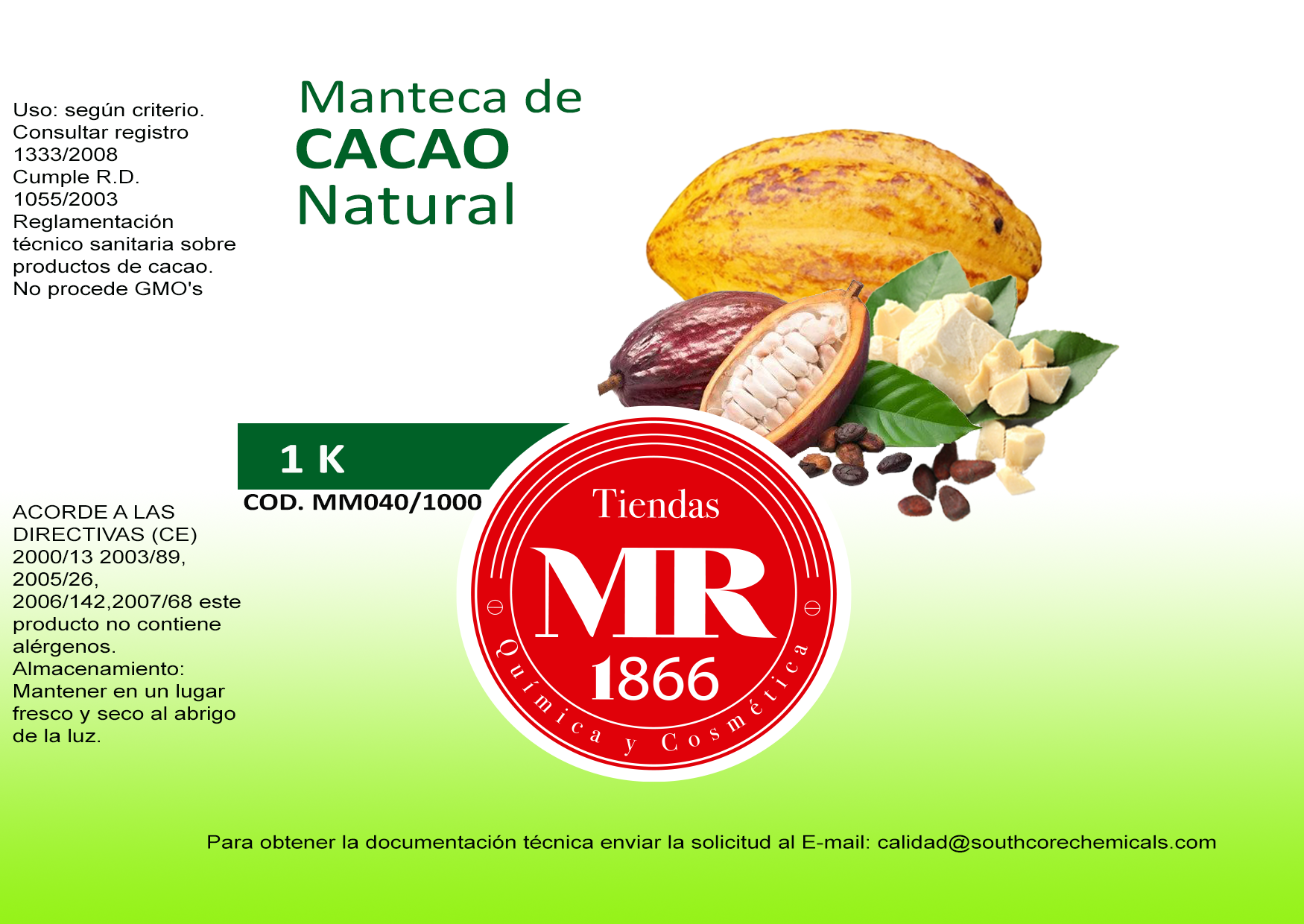 MANTECA DE CACAO 1 K