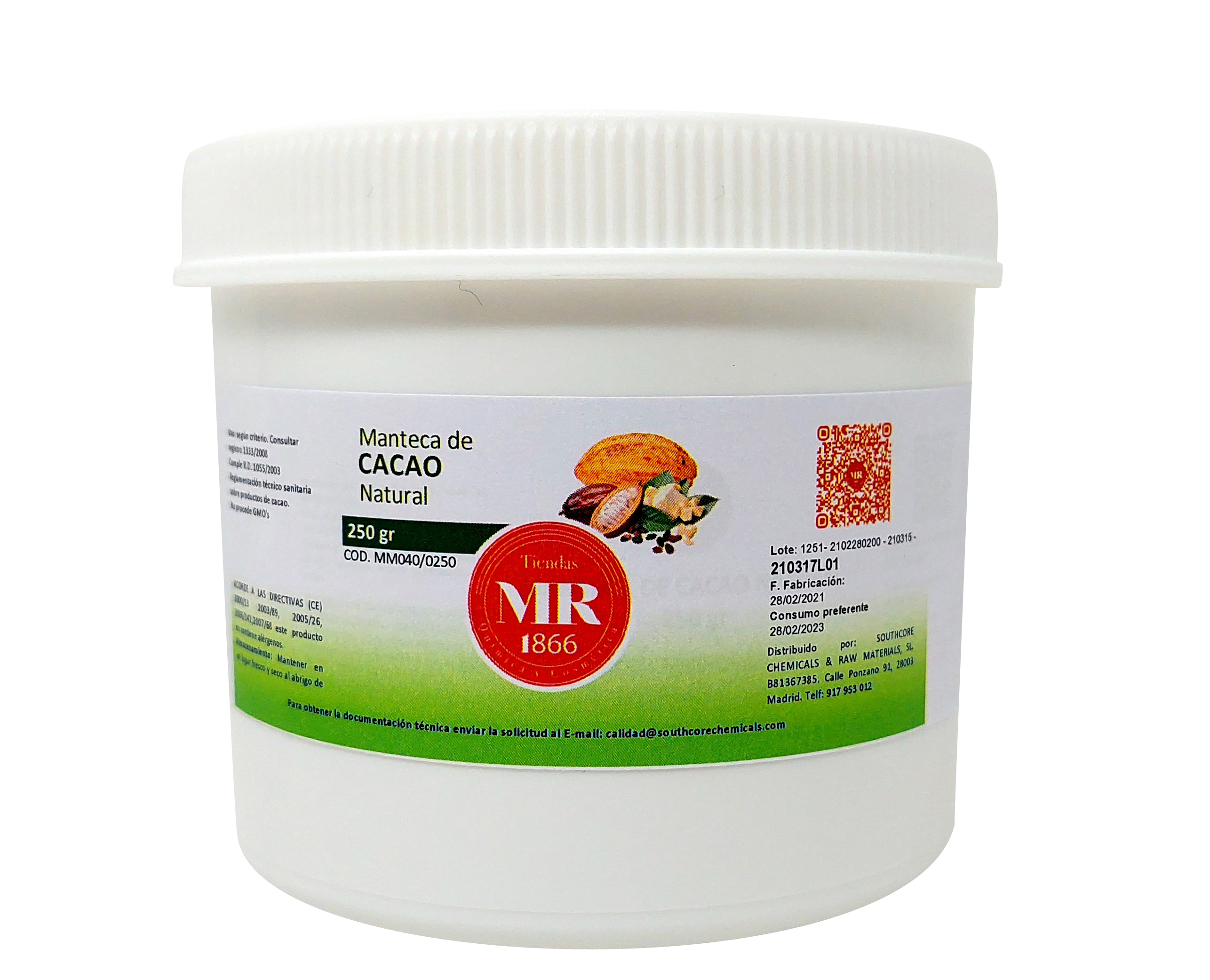 MANTECA DE CACAO 250 gr