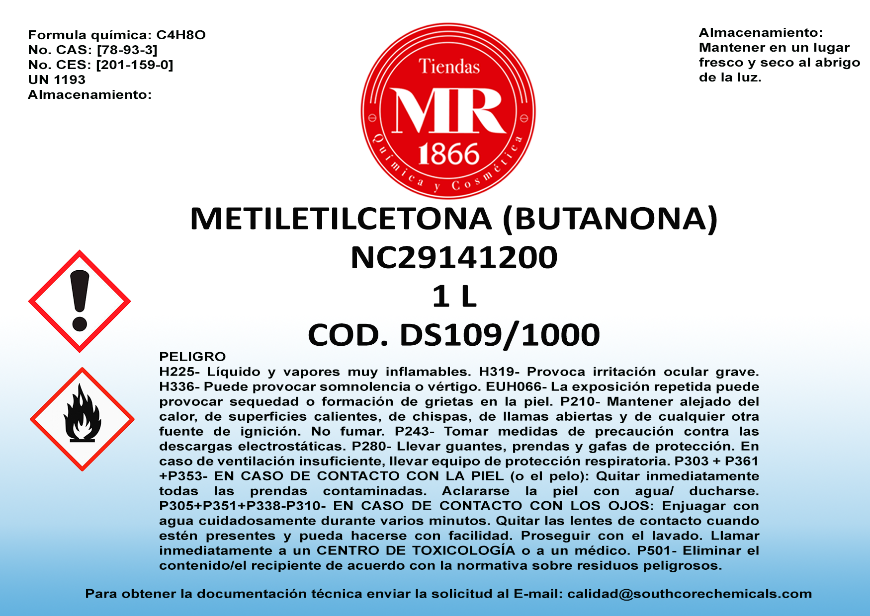 METILETILCETONA (BUTANONA) NC29141200 1 L