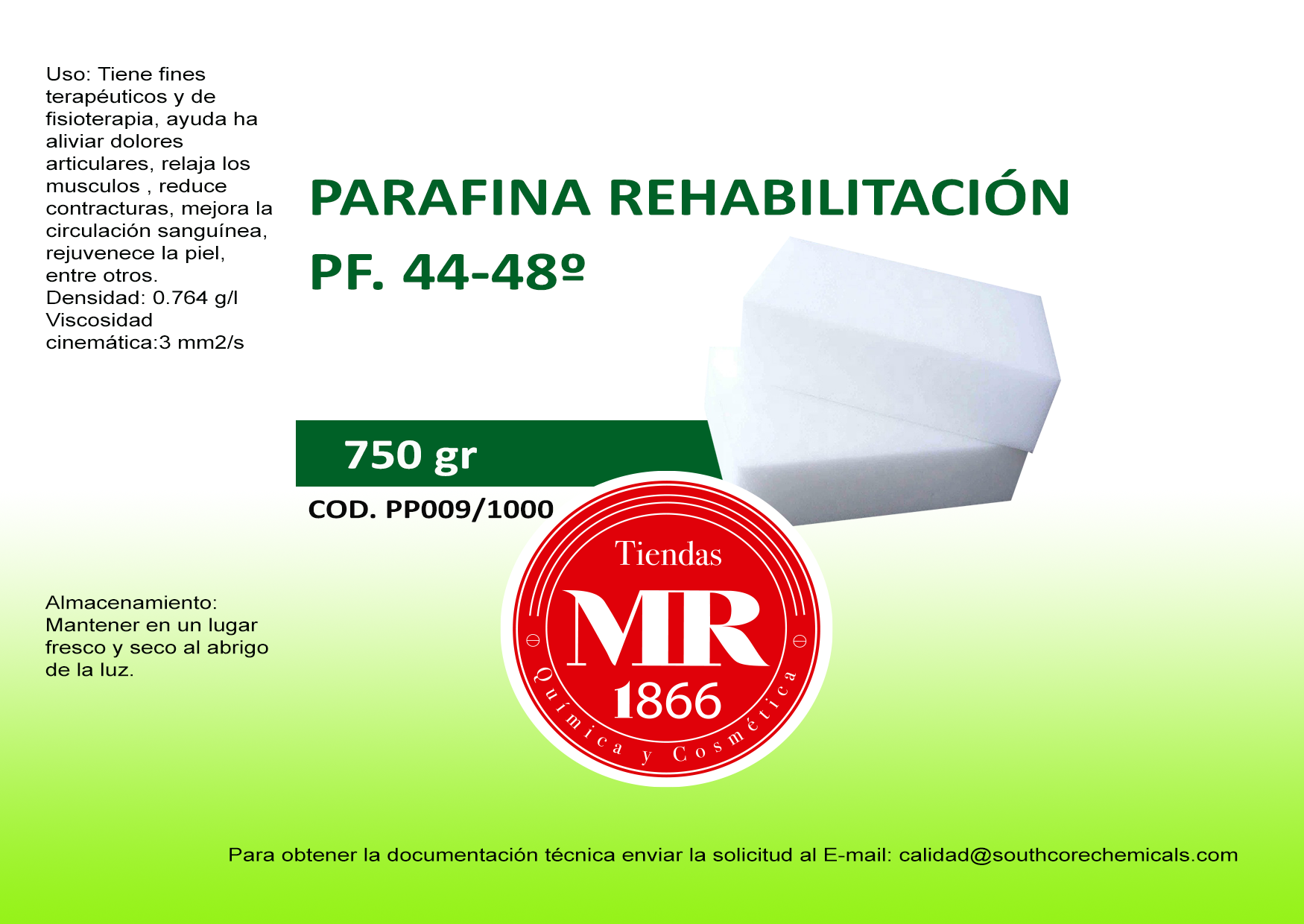 PARAFINA REHABILITACION 750 gr