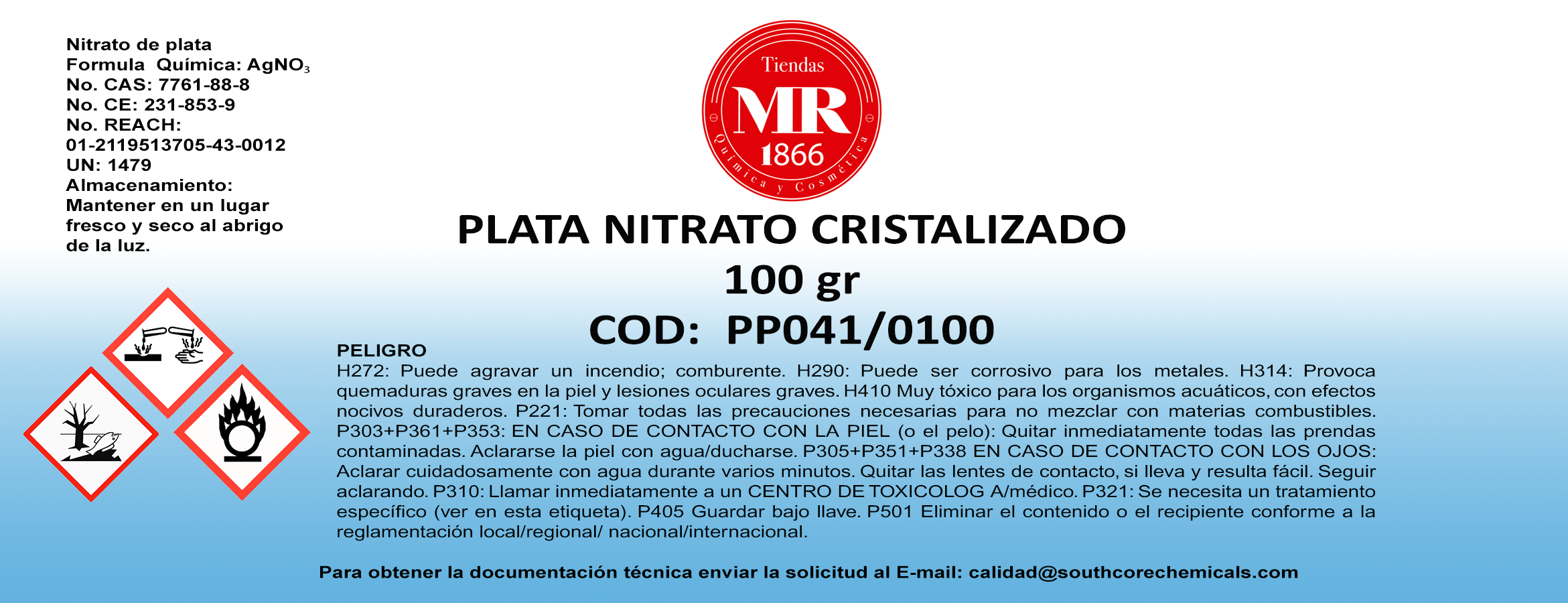PLATA NITRATO CRISTALIZADO 100gr
