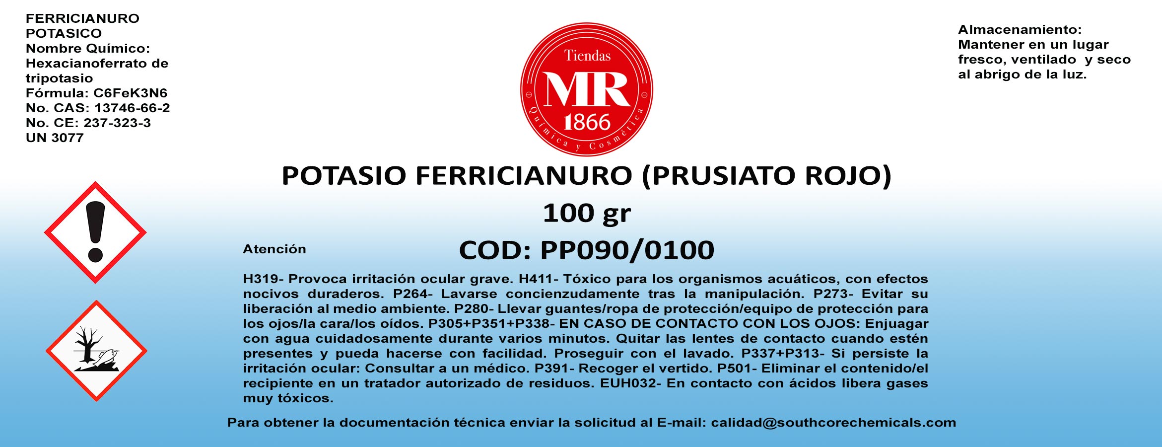 POTASIO FERRICIANURO 100gr