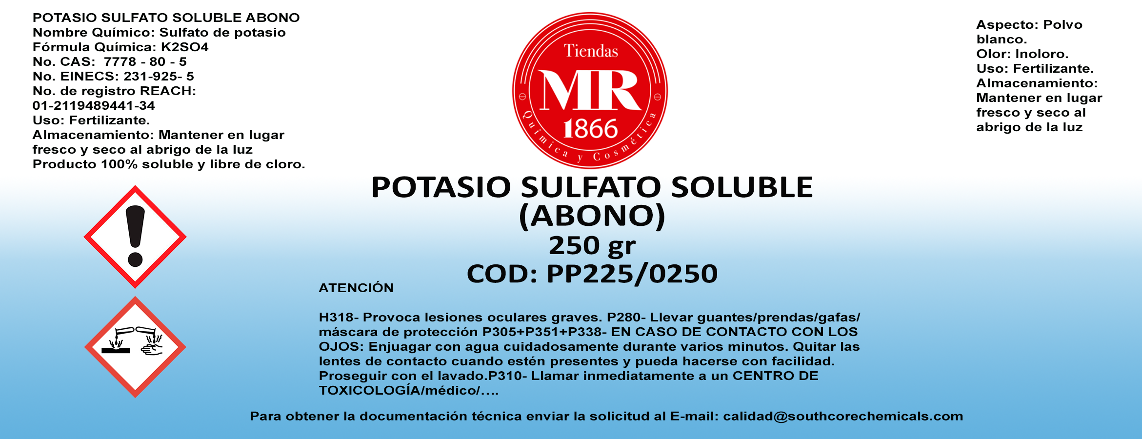 POTASIO SULFATO SOLUBRE ABONO 250 gr