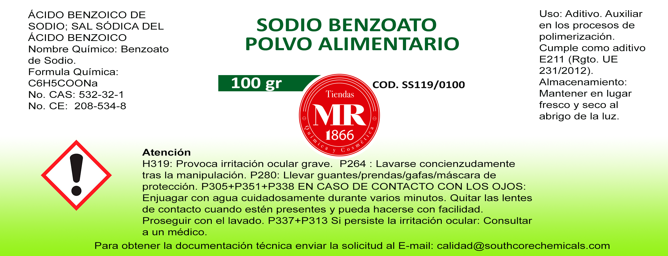 SODIO BENZOATO POLVO ALIM 100 gr