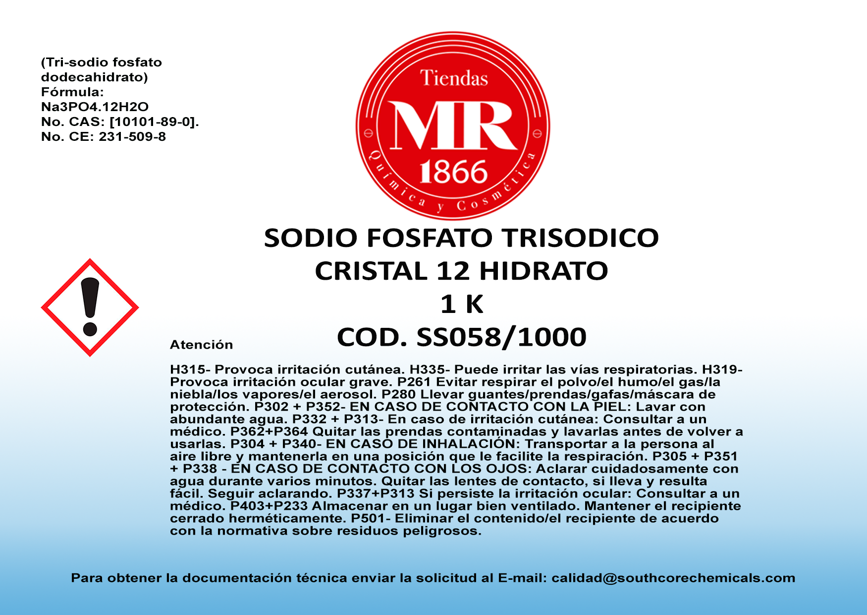 SODIO FOSFATO TRISODICO CRISTAL 1 K