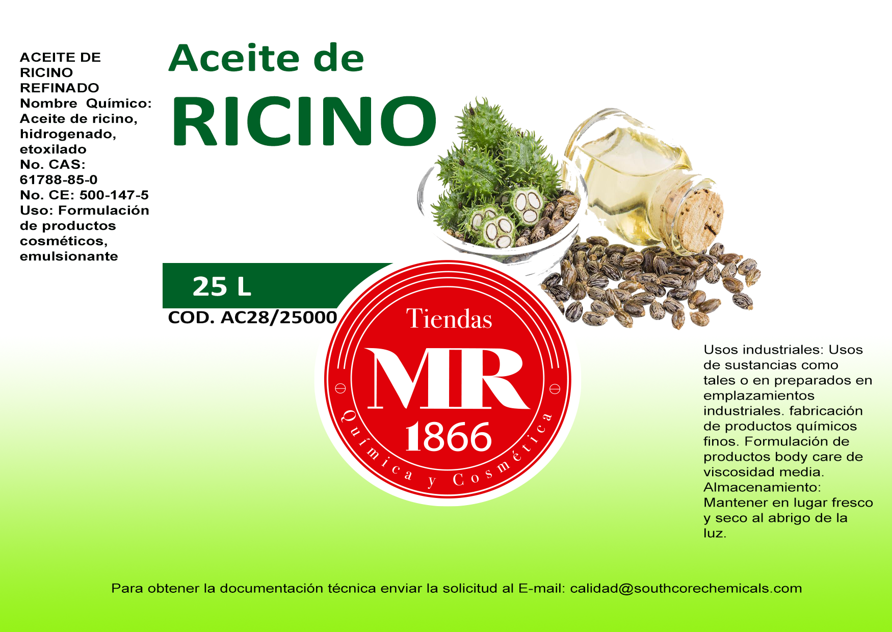 ACEITE DE RICINO 25 L