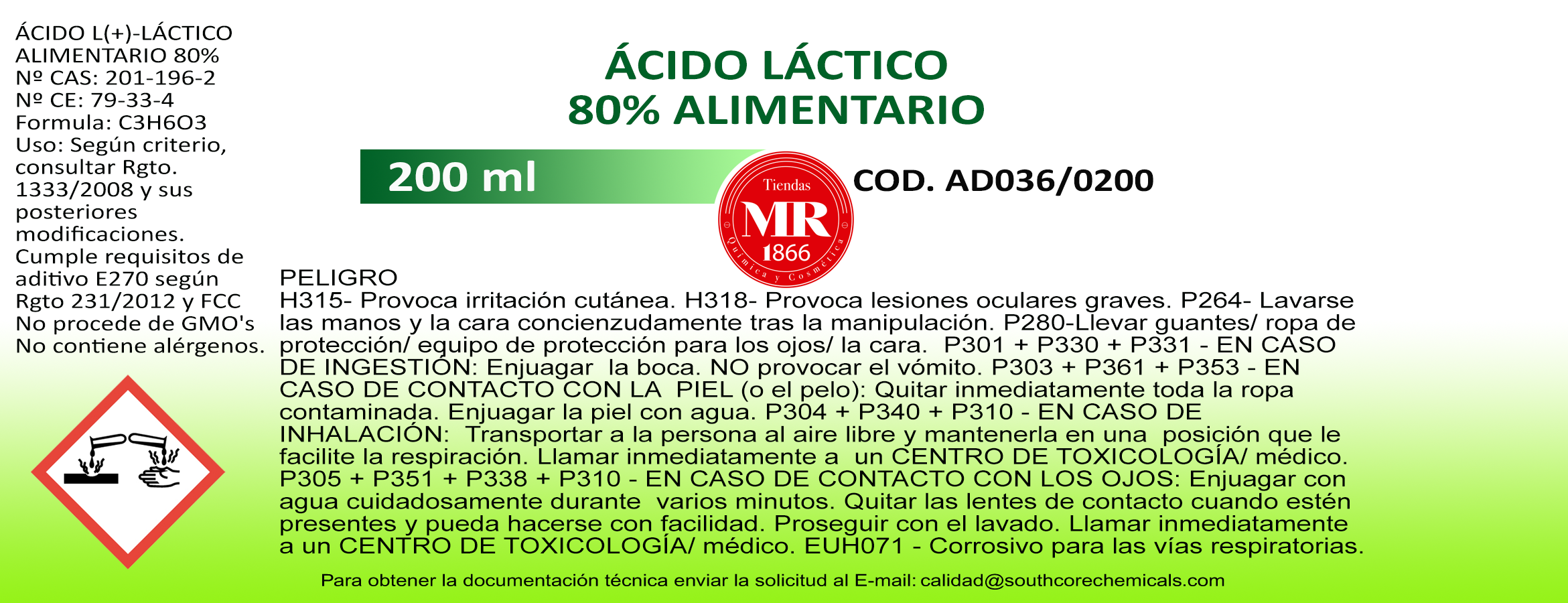 ACIDO LACTICO 200 ml
