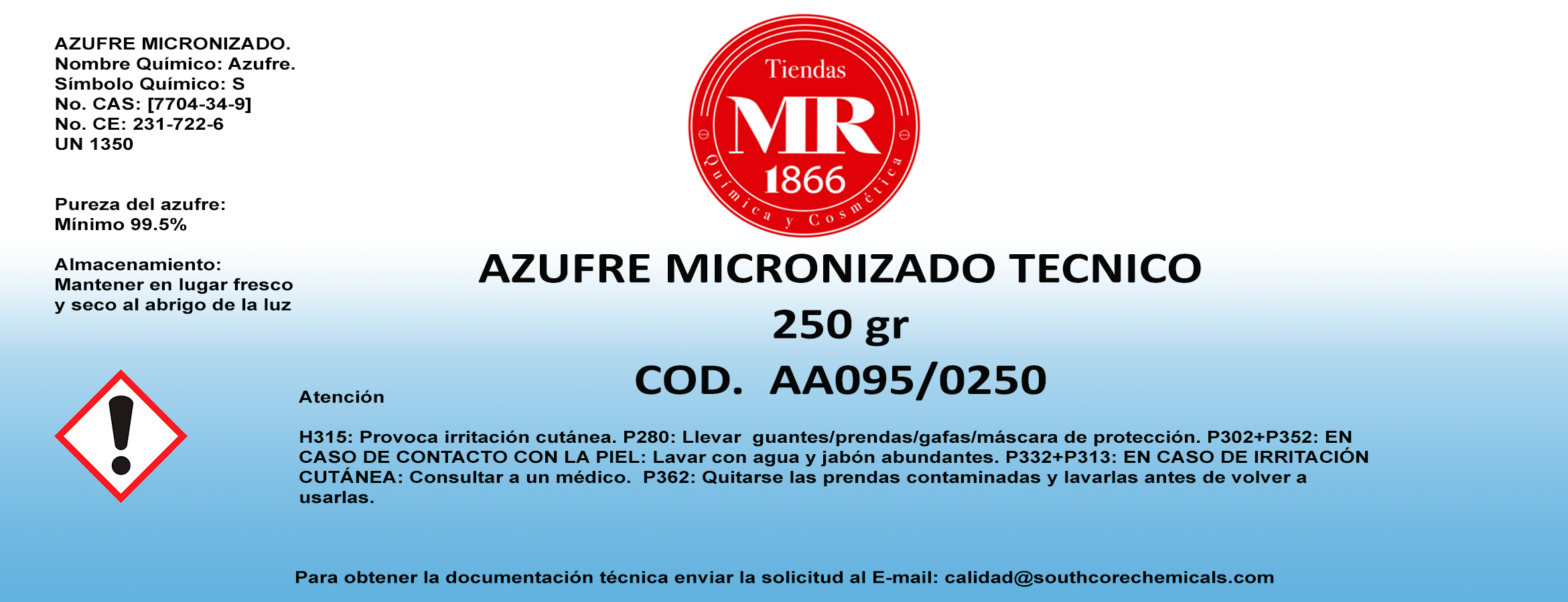AZUFRE MICRONIZADO TECNICO 250 gr