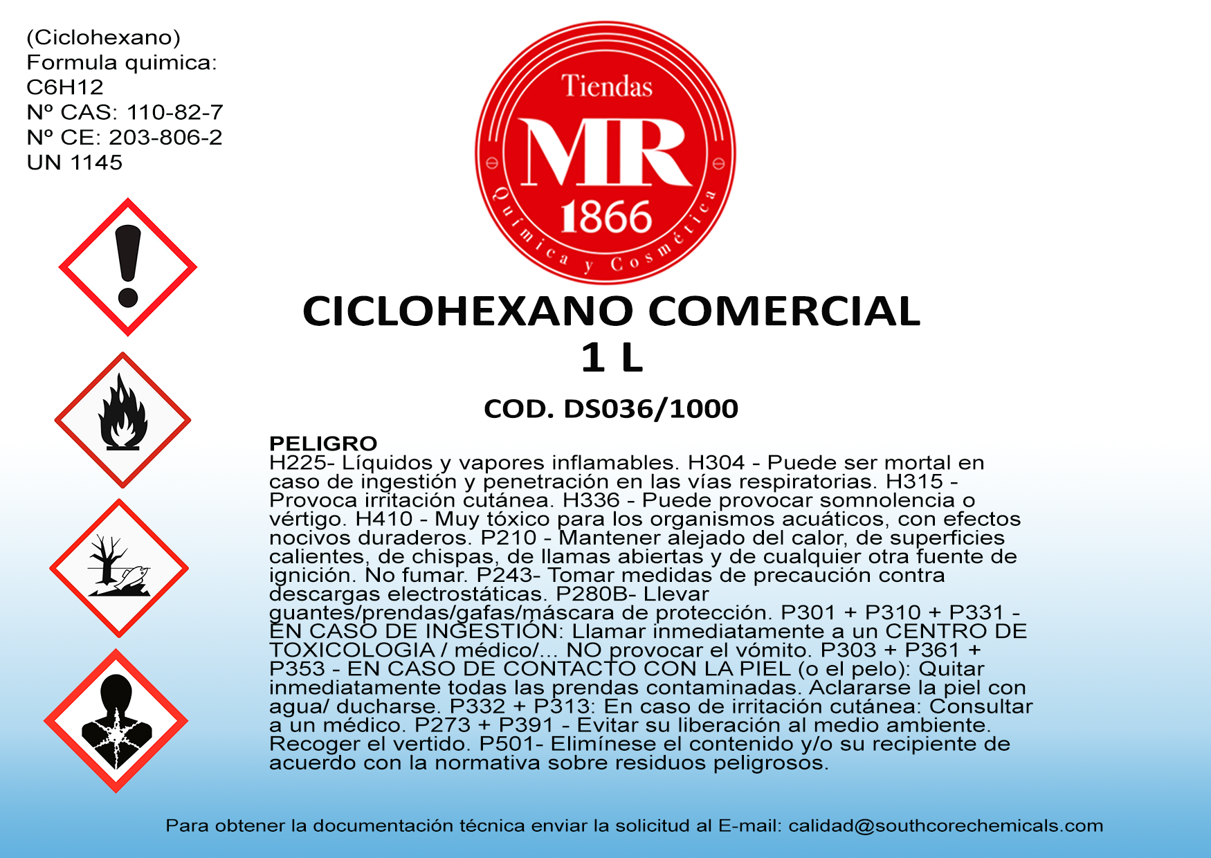 CICLOHEXANO COMERCIAL 1 L