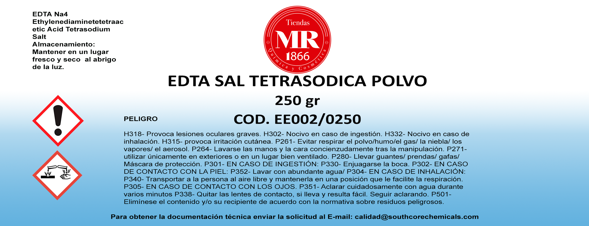 EDTA SAL TETRASODICA 250 gr