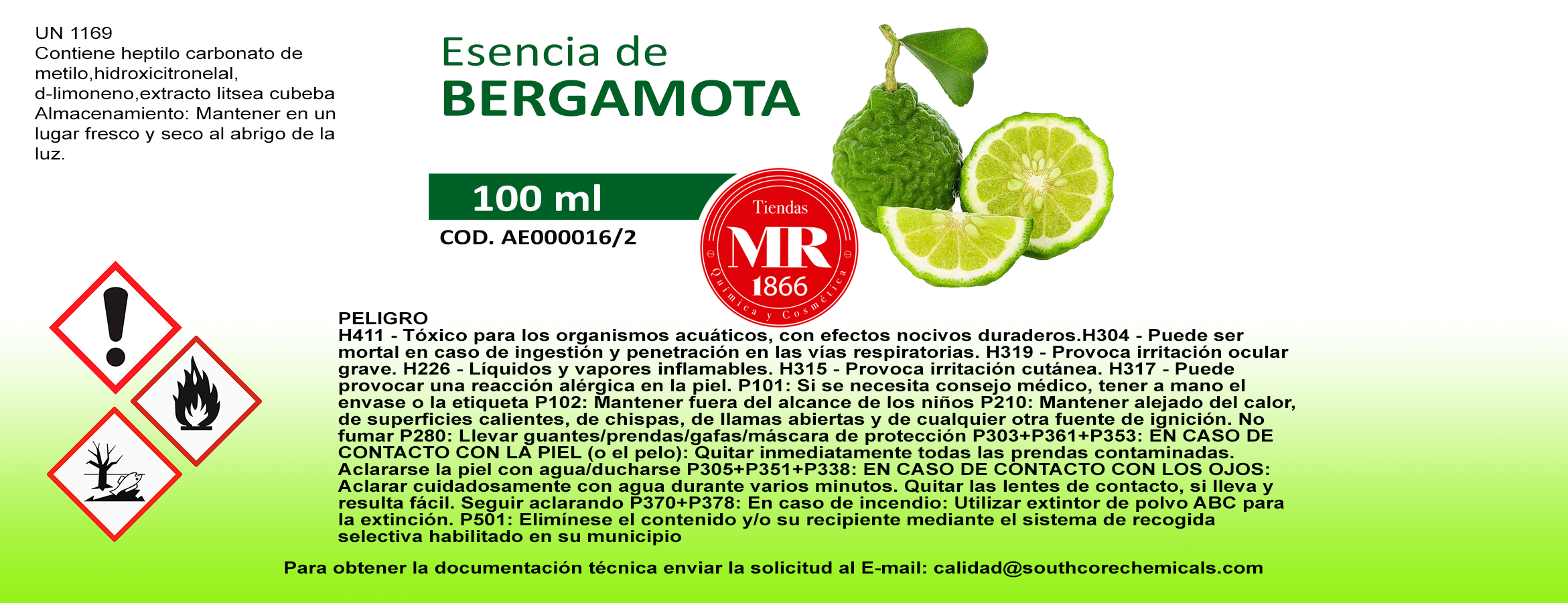 ESENCIA DE BERGAMOTA 100 ml