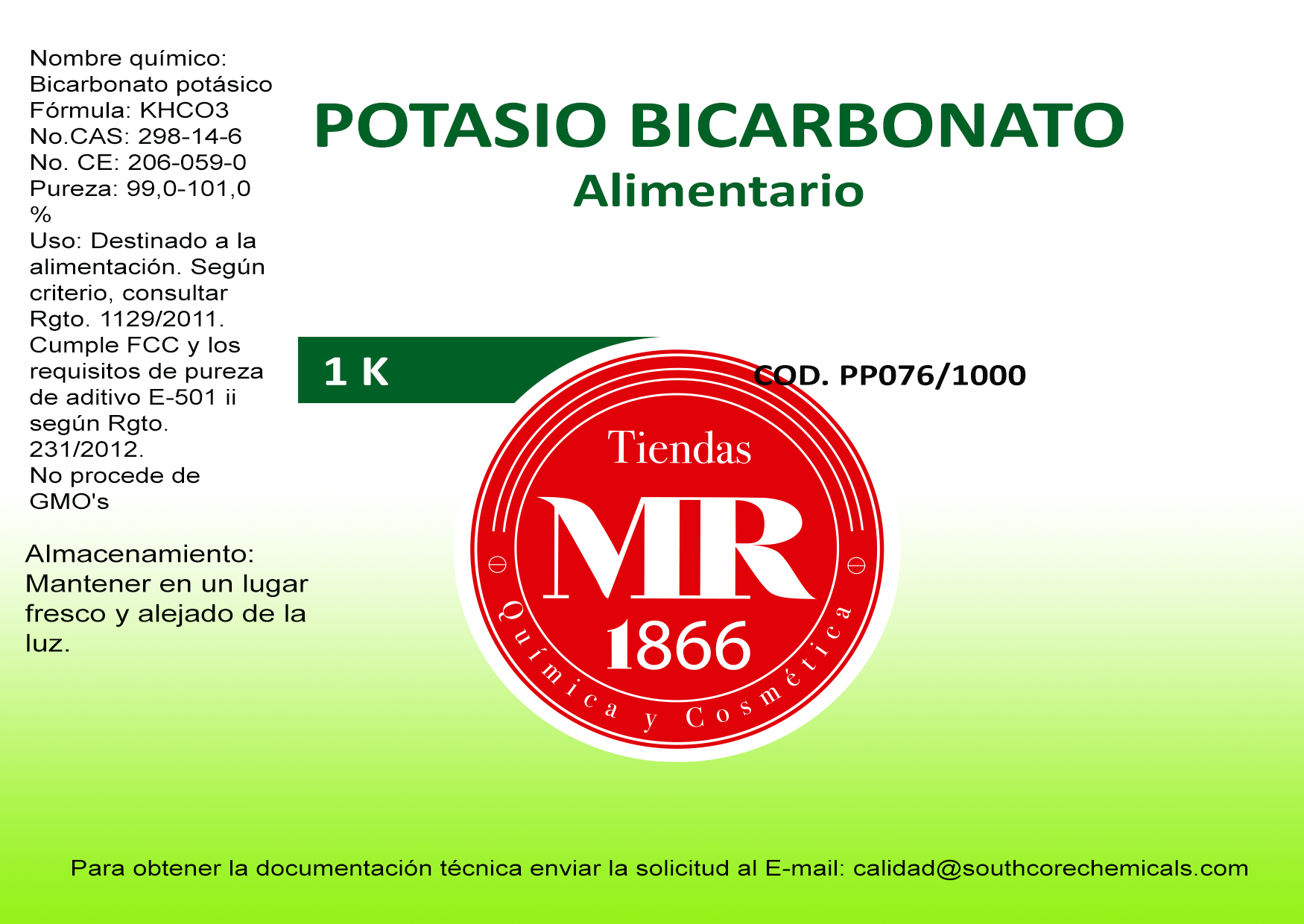 POTASIO BICARBONATO ALIMENTARIO 1 K
