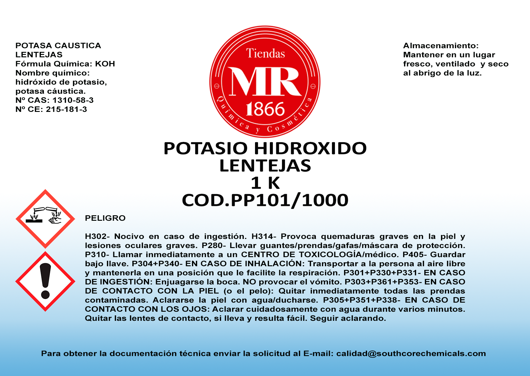 POTASIO HIDROX LENTEJAS 1 K