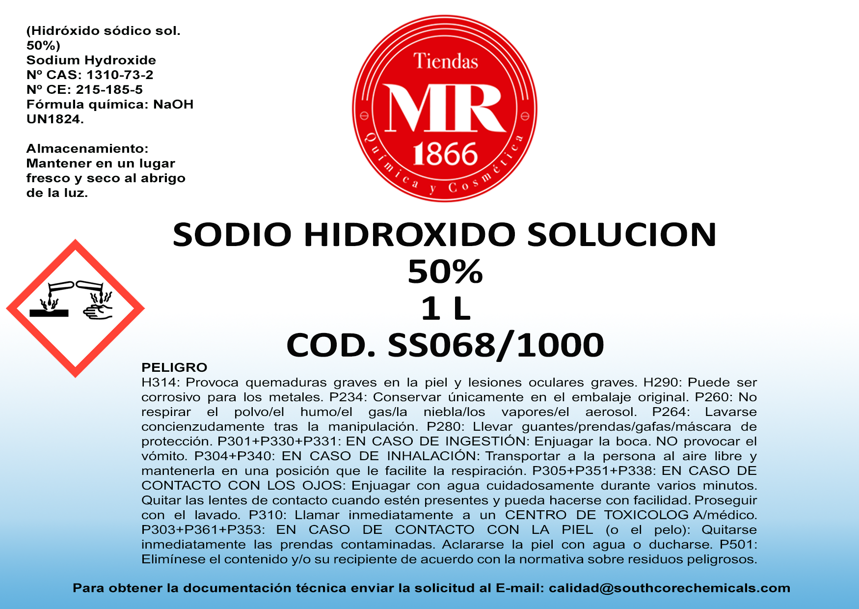SODIO HIDROXIDO SOL 50% 1 L