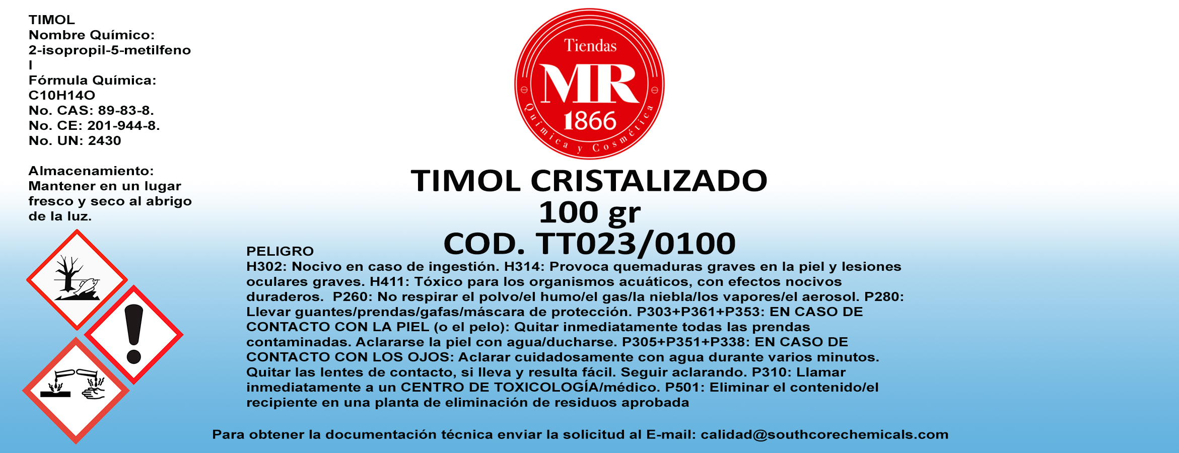 TIMOL CRISTALIZADO 100 gr