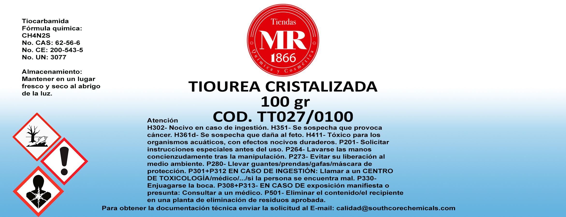 TIOUREA CRISTALIZADA 100 gr