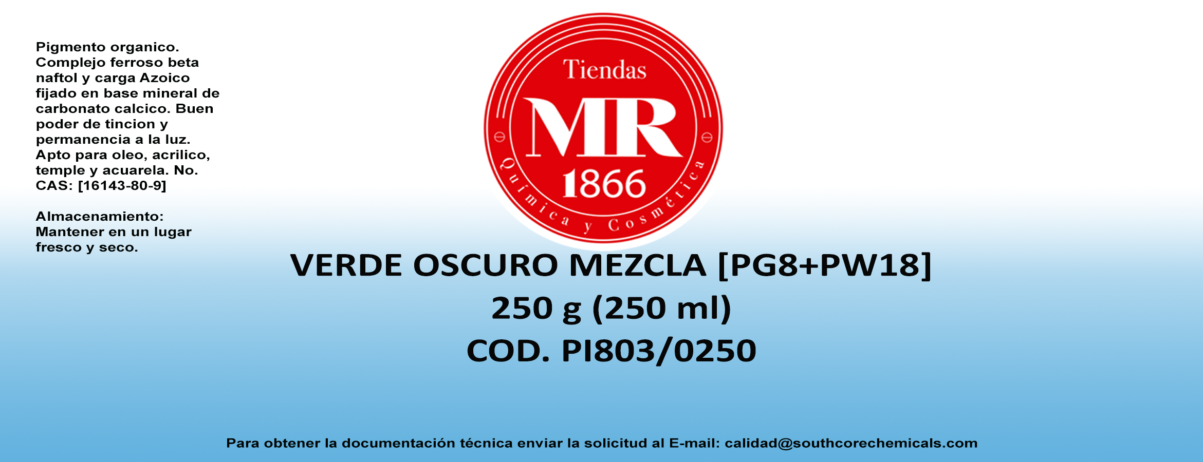 VERDE OSCURO MEZCLA 250 gr CC