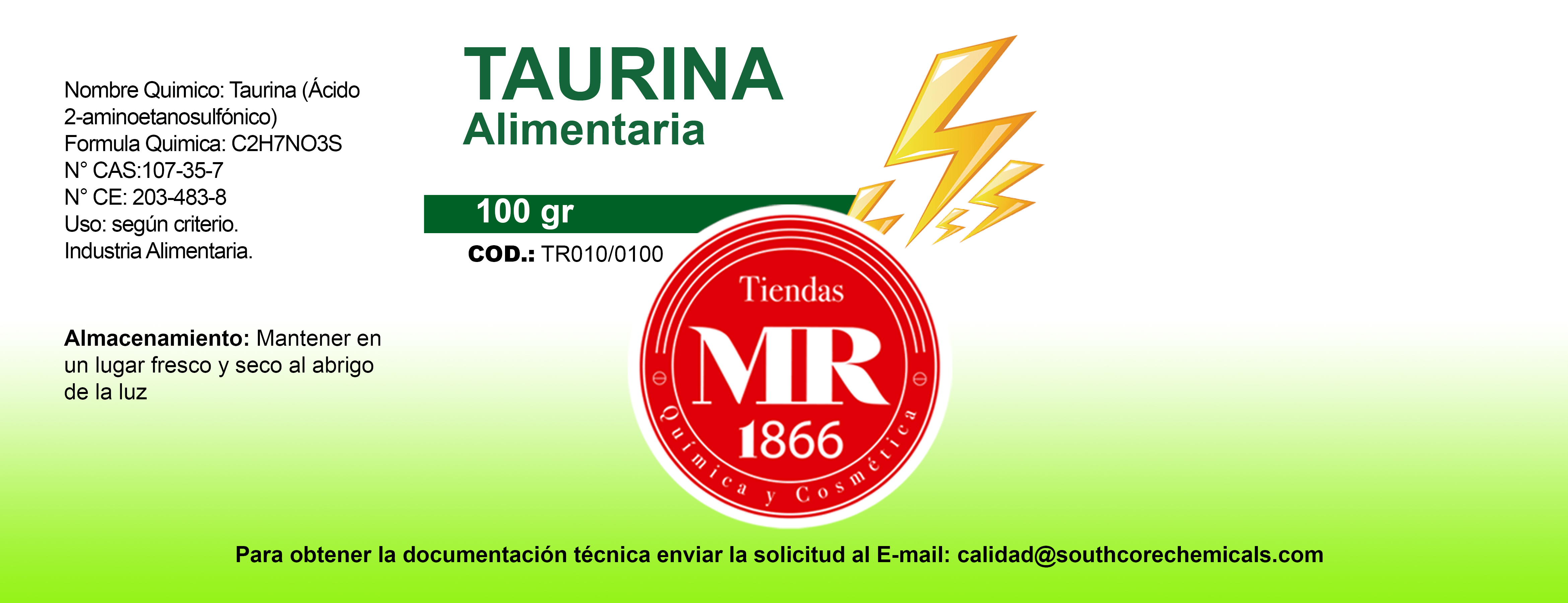 taurina alimentaria 100gr